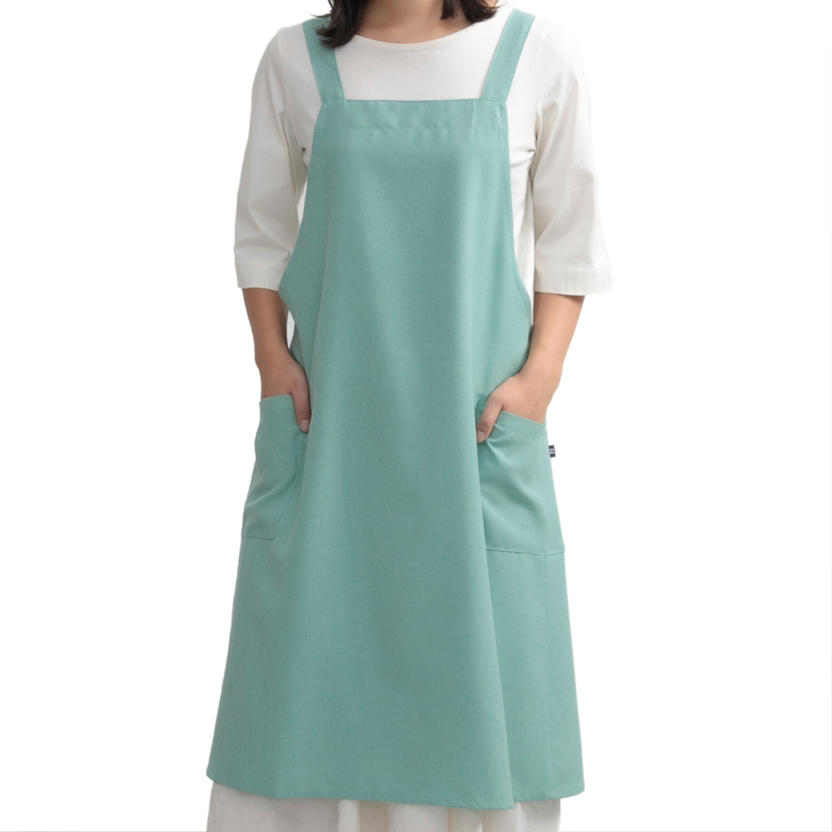 dショッピング |エプロン 無地 イージーケアのギャザーバッククロス