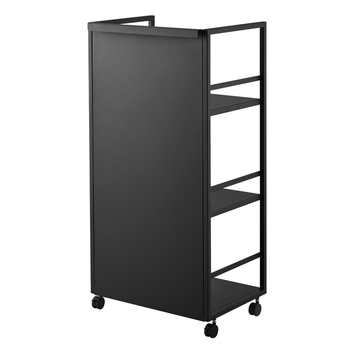 山崎実業 tower 目隠しワゴン タワー L ( 4903208014199 タワーシリーズ 目隠し ワゴン キャスター付き フック付き ラック 収納 3段タイプ 3段ワゴン ハンドル付き ) 【ブラック】 ブラック