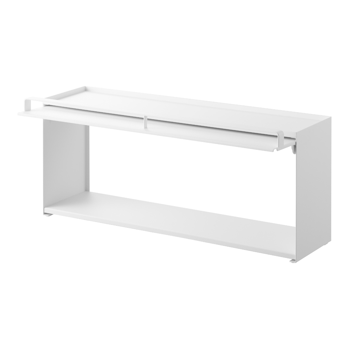 山崎実業 tower 前が開くキッチンカウンター上収納ラック タワー D15 ( 4903208014526 タワーシリーズ 前開き キッチンカウンター上 収納ラック 棚 シェルフ キッチン棚 キッチン 収納 フラップ式 ) 【ホワイト】 ホワイト