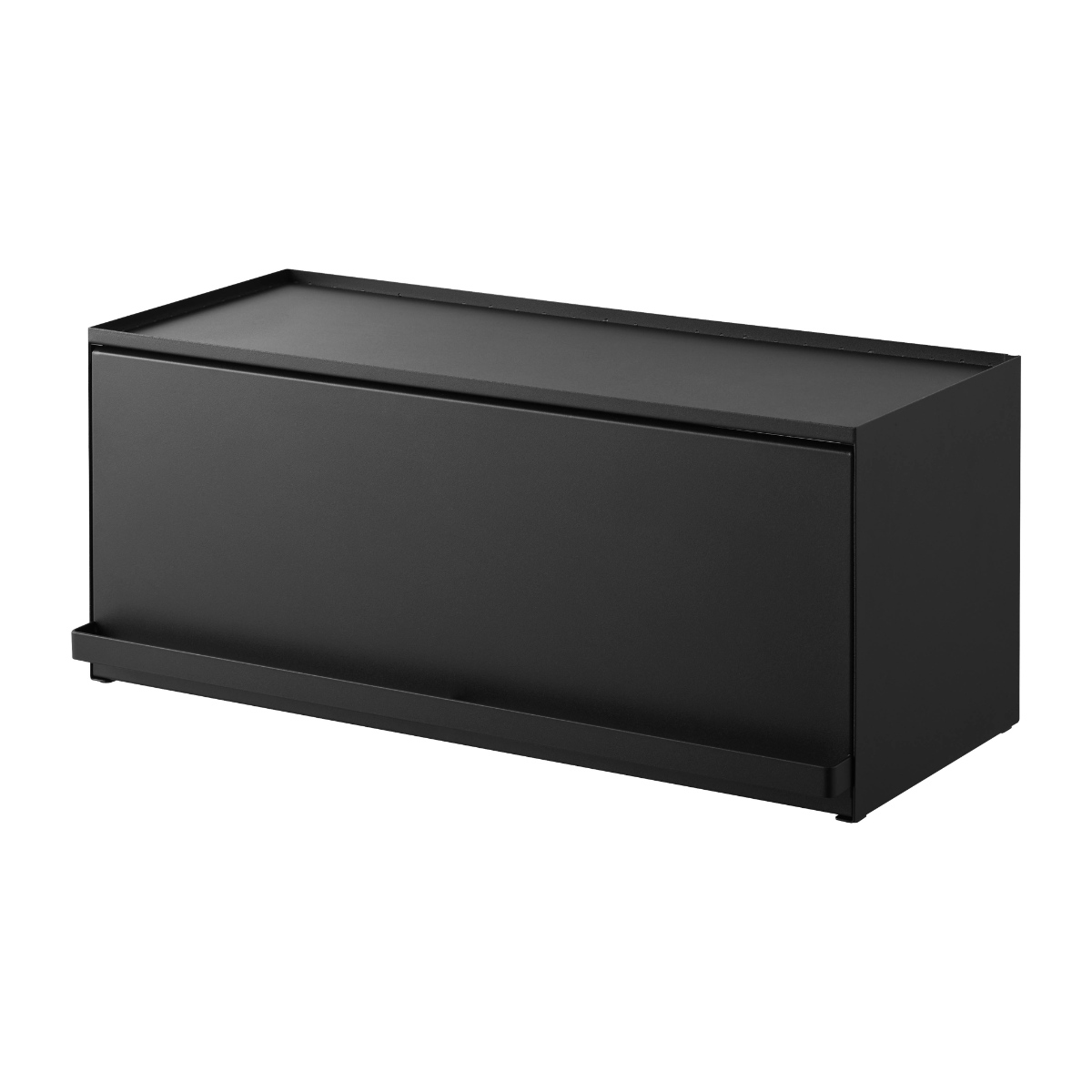 山崎実業 tower 前が開くキッチンカウンター上収納ラック タワー D24 ( 4903208014540 タワーシリーズ 前開き キッチンカウンター上 収納ラック 棚 シェルフ キッチン棚 キッチン フラップ式 調味料置き 収納 ) 【ブラック】 ブラック