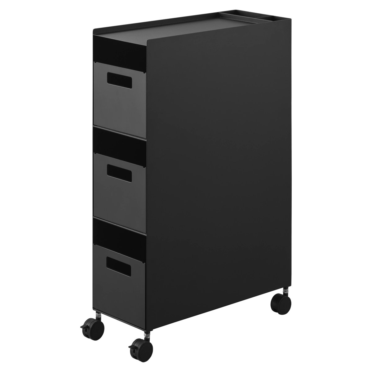 山崎実業 tower 収納バスケットワゴン タワー 3段 ( 4903208100151 タワーシリーズ バスケットワゴン スリムワゴン 収納 バスケット ワゴン 引き出し キャスター付き テーブル下 デスク下 ) 【ブラック】 ブラック