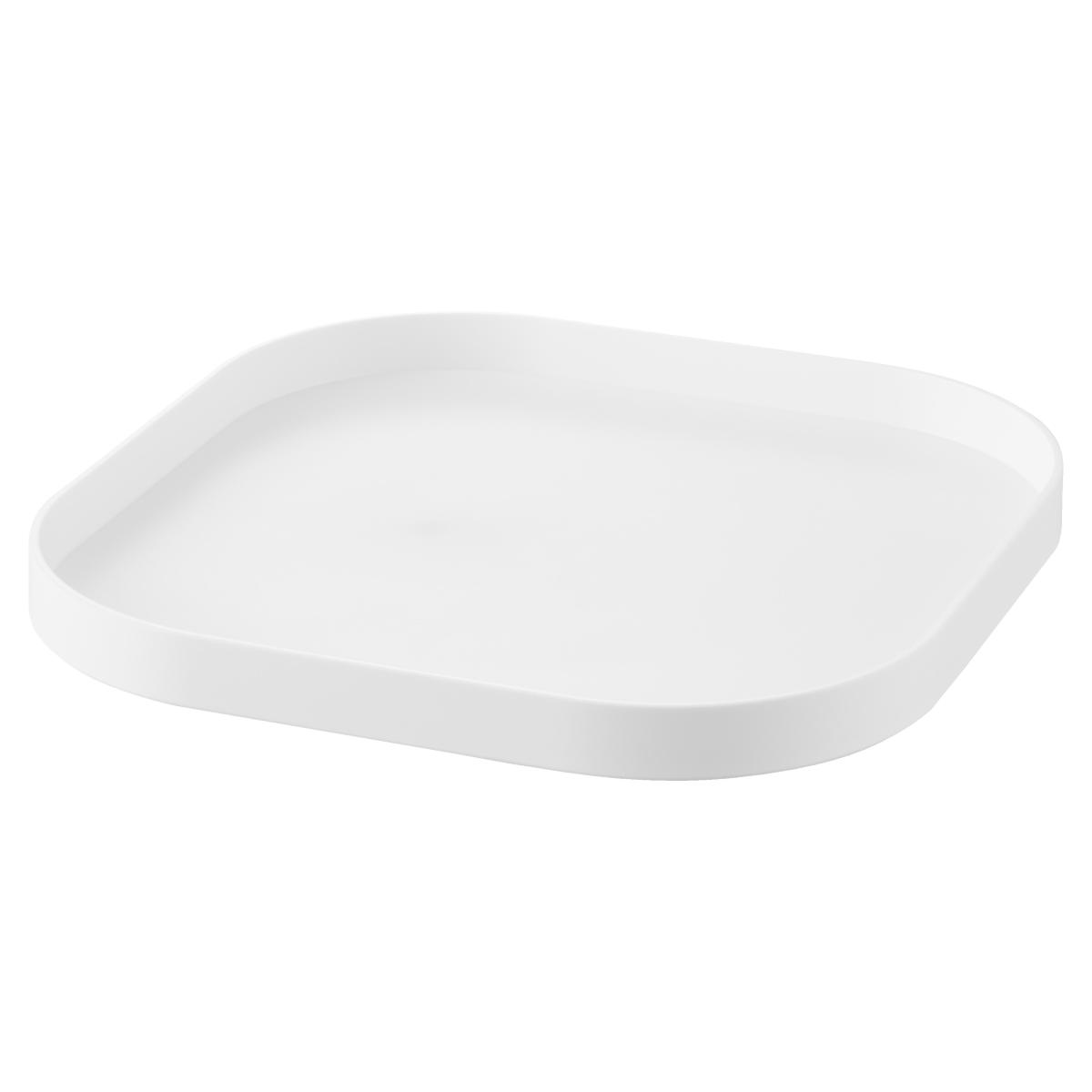 山崎実業 Plate 回転式収納トレー プレート ホワイト ( 4903208100786 プレートシリーズ 回転収納トレー スクエア型 トレイ トレー 収納トレー スクエアトレー 冷蔵庫 収納 回転 滑り止め付き 調味料収納 冷蔵庫トレー )