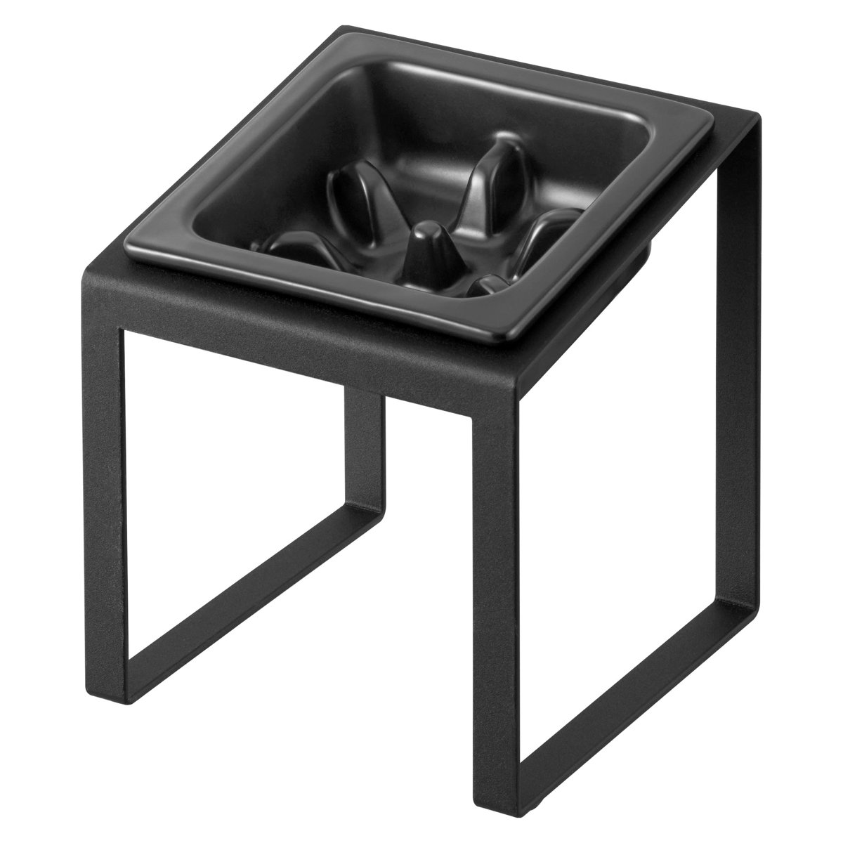 山崎実業 tower 早食い防止ペットフードボウルスタンド タワー 斜めハイタイプ ( 4903208102391 タワーシリーズ ペットフードボウル ペット フードボウル スタンド 斜め ハイタイプ えさ台 早食い防止 ) 【ブラック】 ブラック