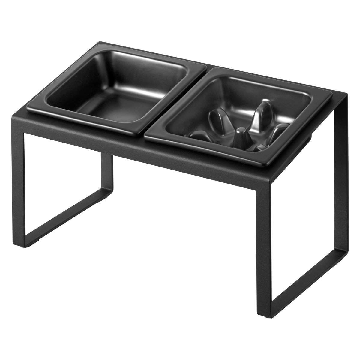 山崎実業 tower 早食い防止ペットフードボウルスタンドセット タワー 斜めハイタイプ ( 4903208102414 タワーシリーズ ペットフードボウル ペット フードボウル スタンド 斜め ハイタイプ えさ台 早食い防止 ) 【ブラック】 ブラック