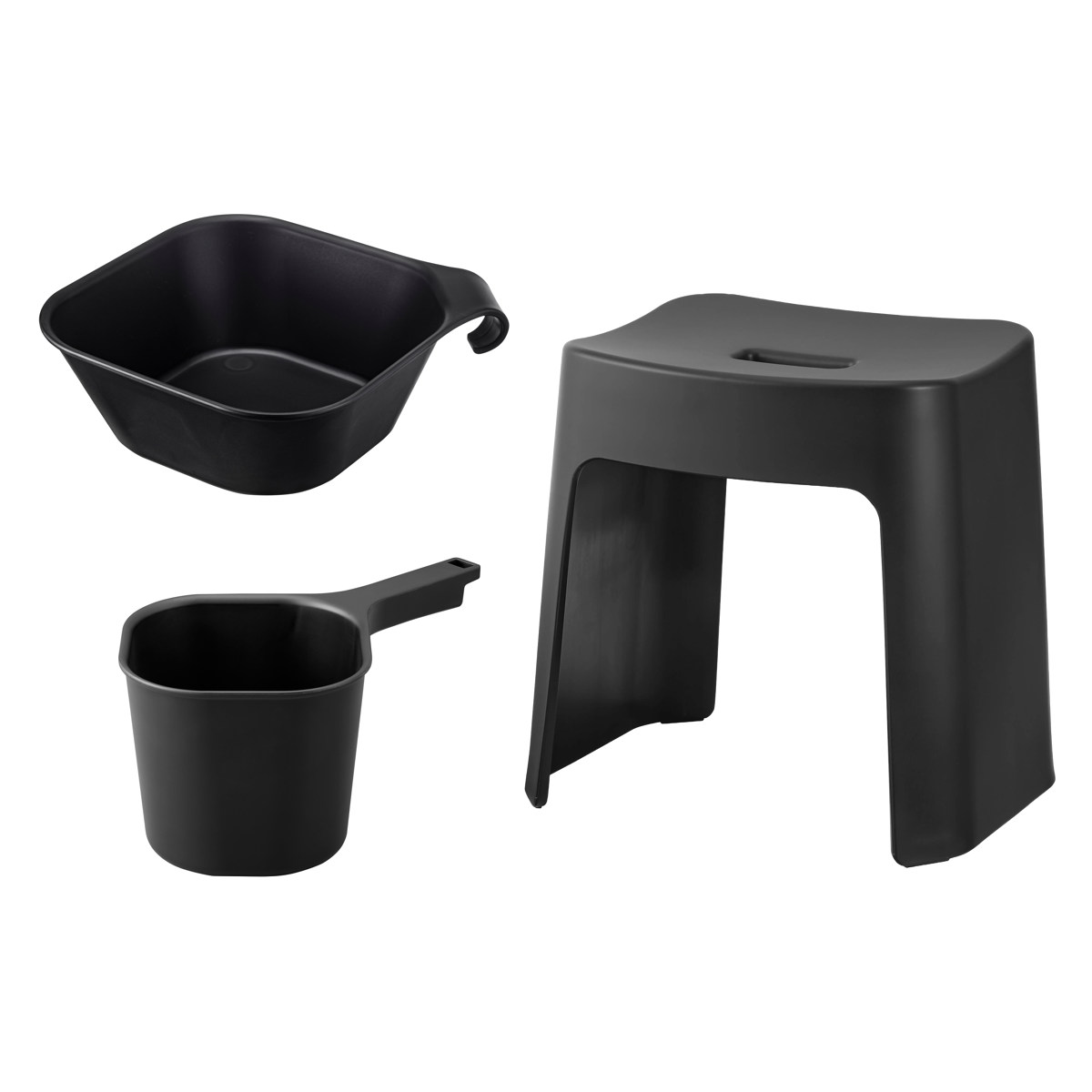 山崎実業 tower 洗いやすいマグネット風呂イス SH32+マグネット&引っ掛け湯おけ+マグネット手おけ セット タワー ( 4903208016537 バスチェア 洗面器 手桶 ホワイト ブラック ) 【ブラック】 ブラック