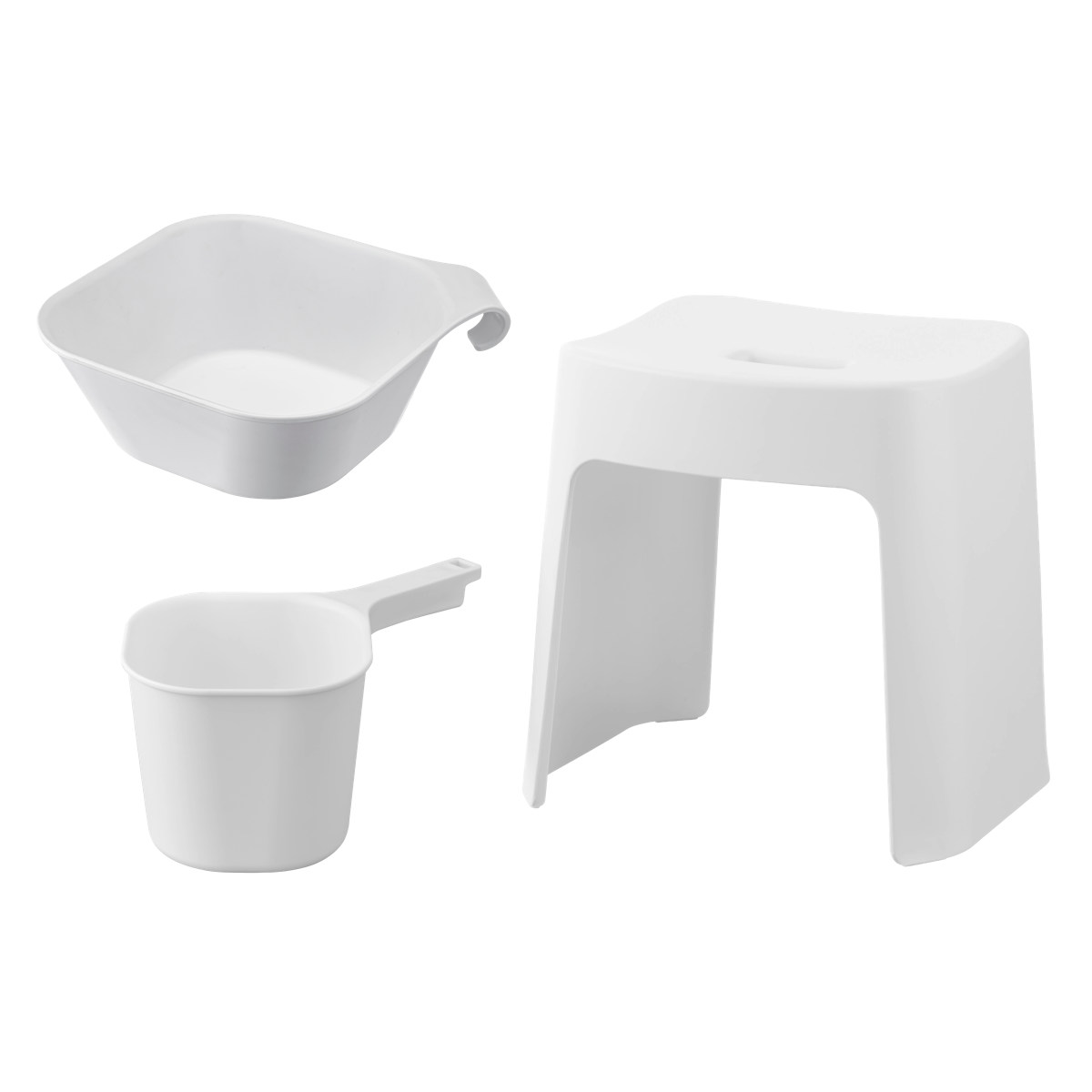 山崎実業 tower 洗いやすいマグネット風呂イス SH32+マグネット&引っ掛け湯おけ+マグネット手おけ セット タワー ( 4903208016537 バスチェア 洗面器 手桶 ホワイト ブラック ) 【ホワイト】 ホワイト
