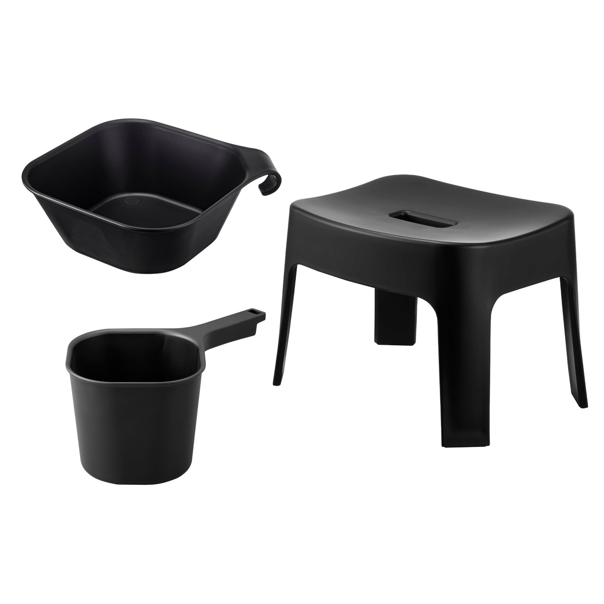 山崎実業 tower マグネット風呂イス SH25+マグネット&引っ掛け湯おけ+マグネット手おけ セット タワー ( 4903208069250 バスチェア 座面25cm 湯桶 洗面器 手桶 浮かせる ホワイト ブラック ) 【ブラック】 ブラック