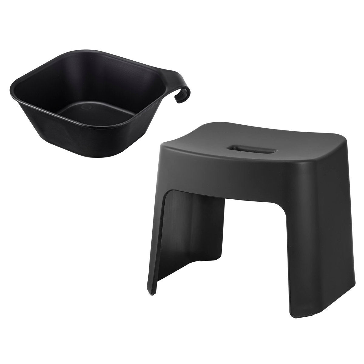 山崎実業 tower 洗いやすいマグネット風呂イス SH26+マグネット&引っ掛け湯おけ セット タワー ( 4903208016513 バスチェア 洗面器 湯桶 ホワイト ブラック ) 【ブラック】 ブラック