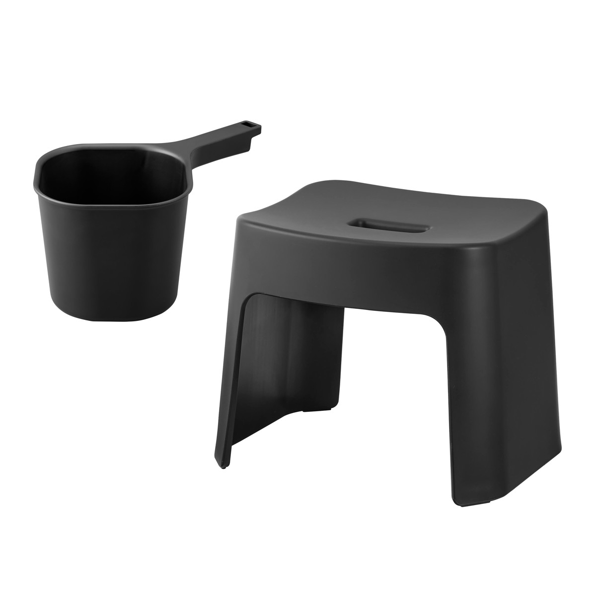 山崎実業 tower 洗いやすいマグネット風呂イス SH26+マグネット手おけ セット タワー ( 4903208016513 バスチェア 磁石 壁面収納 洗面器 手桶 ホワイト ブラック ) 【ブラック】 ブラック