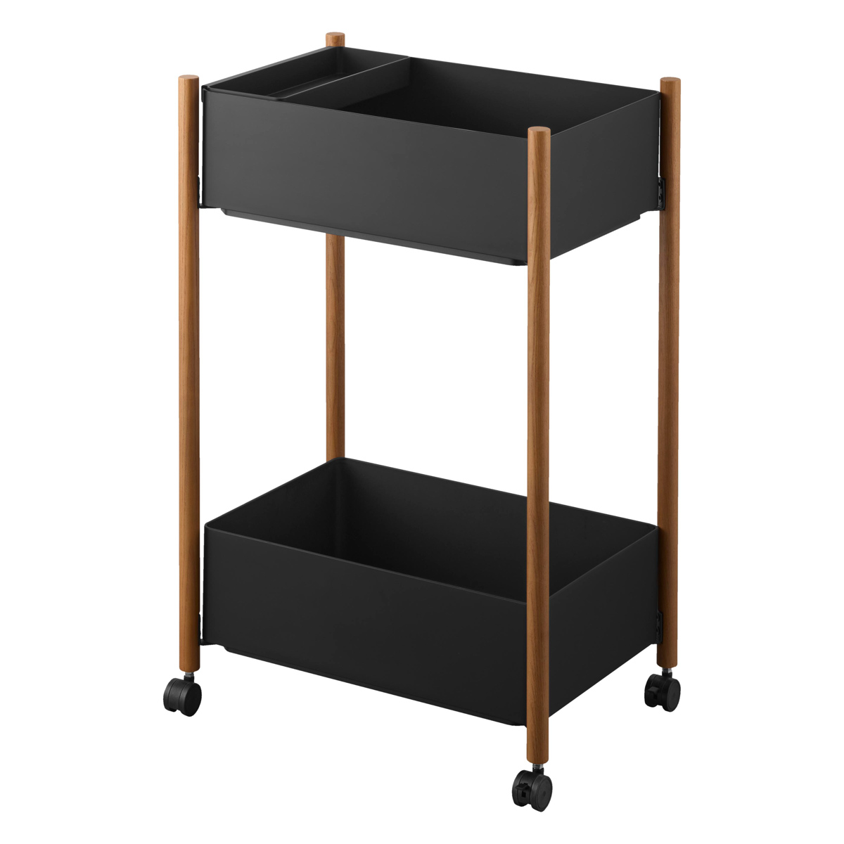 山崎実業 RIN 小物トレー付き収納ワゴン 2段 リン ( 4903208101790 リンシリーズ 収納ワゴン 2段ワゴン 小物トレー 収納 ワゴン コンパクト キャスター付き 収納ラック ラック 二段 インテリア ) 【ブラウン】 ブラウン