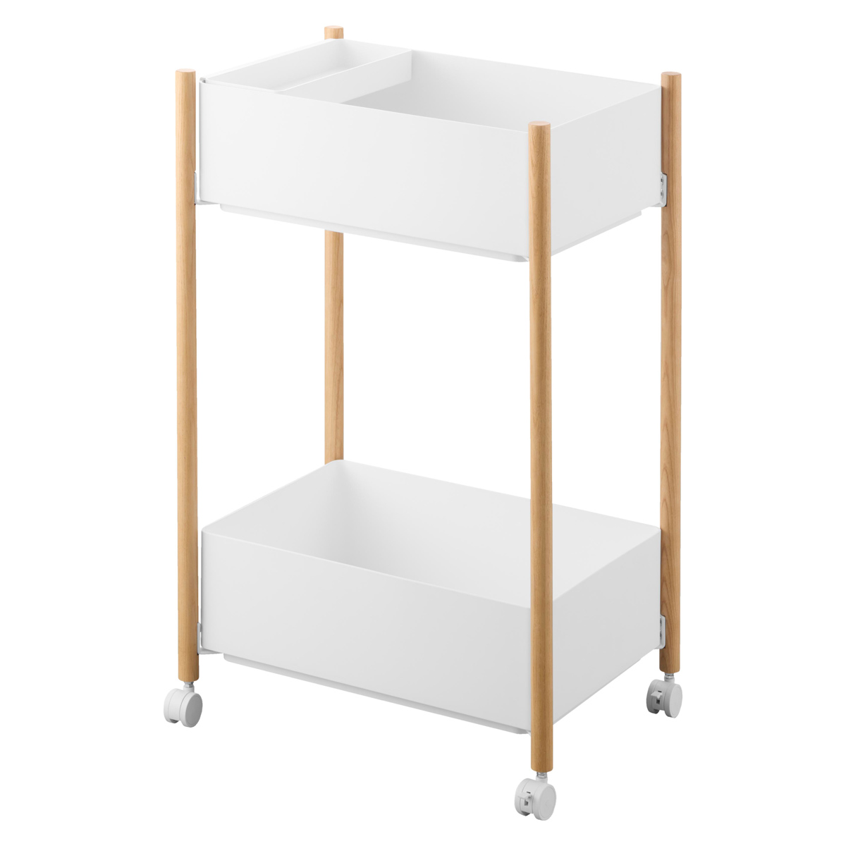 山崎実業 RIN 小物トレー付き収納ワゴン 2段 リン ( 4903208101790 リンシリーズ 収納ワゴン 2段ワゴン 小物トレー 収納 ワゴン コンパクト キャスター付き 収納ラック ラック 二段 インテリア ) 【ナチュラル】 ナチュラル