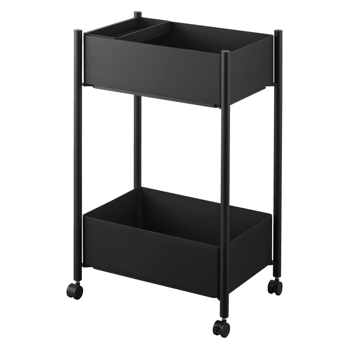 山崎実業 tower 小物トレー付き収納ワゴン 2段 タワー ( 4903208101837 タワーシリーズ 収納ワゴン 2段ワゴン 小物トレー 収納 ワゴン コンパクト キャスター付き 収納ラック ラック 二段 インテリア ) 【ブラック】 ブラック