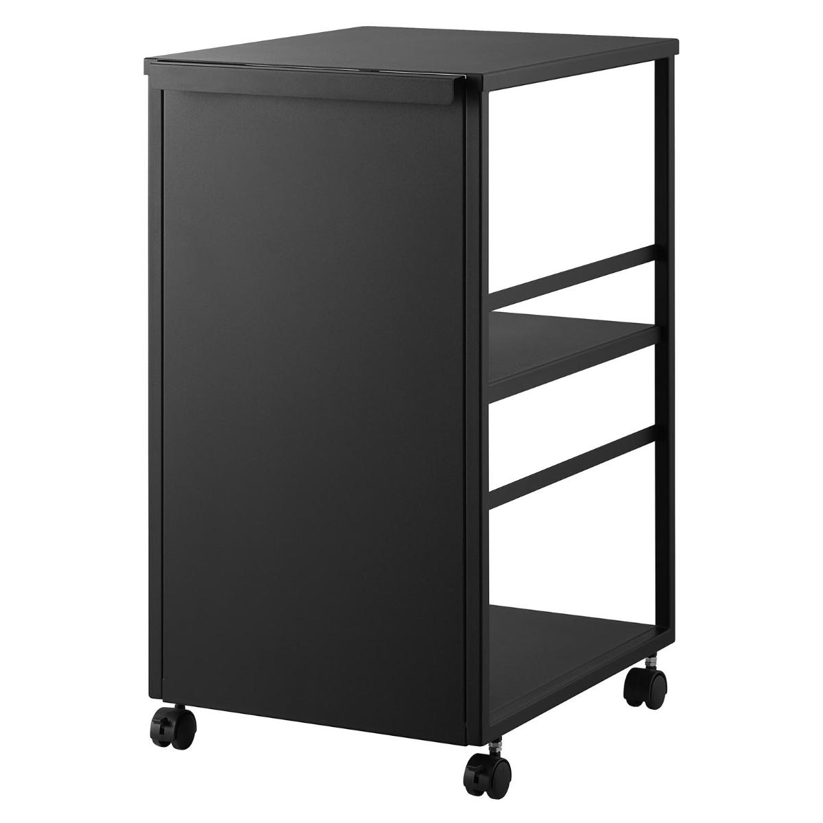 山崎実業 tower 目隠しワゴン タワー スリム 天板付き ( 4903208084703 タワーシリーズ 収納ワゴン ワゴン 目隠し ラック 収納 天板 コンパクト キャスター付き フック付き 隙間収納 ストッカー ストック ) 【ブラック】 ブラック