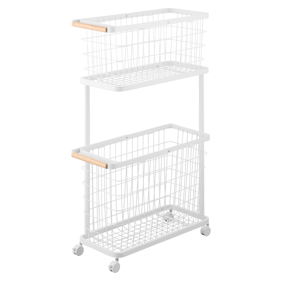 山崎実業 tosca ランドリーワゴン+バスケット トスカ スリム ( 4903208103794 トスカシリーズ ホワイト 洗濯かご ランドリー 洗濯 かご 洗濯カゴ ランドリーワゴン ワゴン ワイヤーバスケット バスケット )