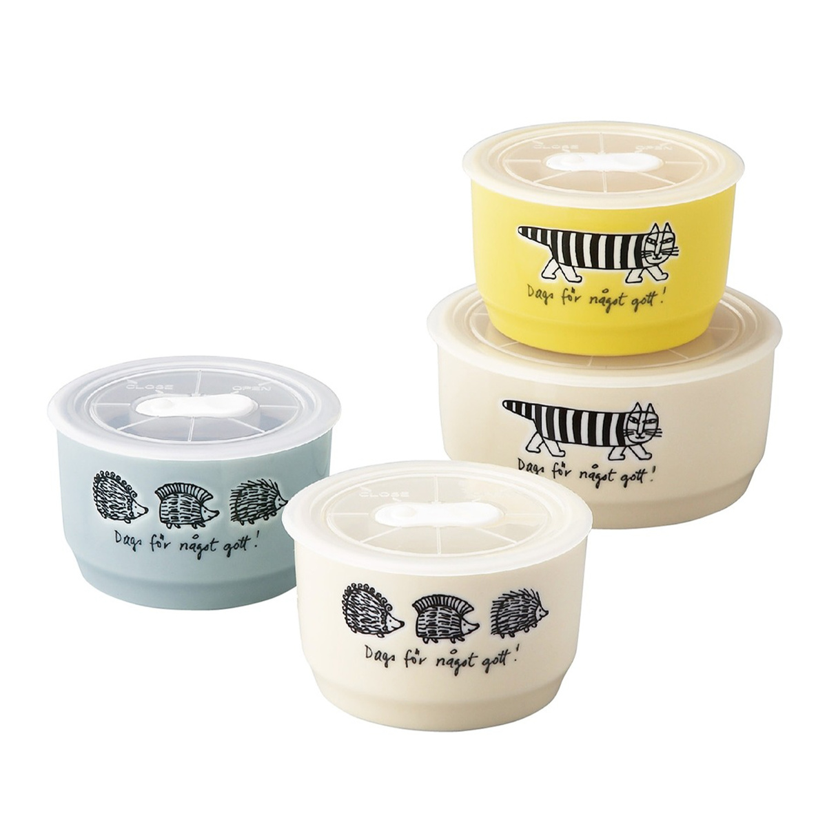 保存容器 リサラーソン レンジ 4点セット ( 磁器 密閉 電子レンジ対応 食洗機対応 保存 容器 食品保存 作り置き 日本製 リサ・ラーソン 蓋付き おしゃれ かわいい シンプル 冷蔵庫 食器 北欧 皿 器 スタッキング )