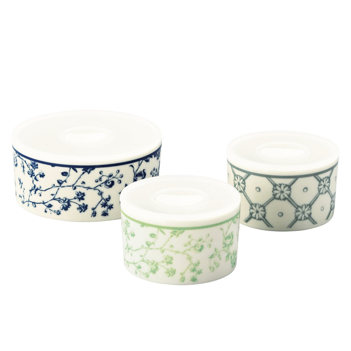 保存容器 ローラアシュレイ レンジ 3点セット 230ml 450ml ( 磁器 密閉 電子レンジ対応 食洗機対応 保存 容器 食品保存 作り置き 日本製 蓋付き おしゃれ かわいい シンプル 冷蔵庫 食器 皿 器 小鉢 スタッキング )