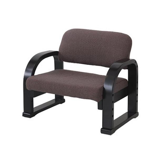 座椅子 高さ調節 肘掛付 幅56.5cm ( 座いす TV座椅子 天然木 座イス 肘掛け いす 椅子 イス テレビ座椅子 1人掛け 一人掛け 肘付き 肘置き チェア レザー 革 ) 【 ブラウン 】 ブラウン