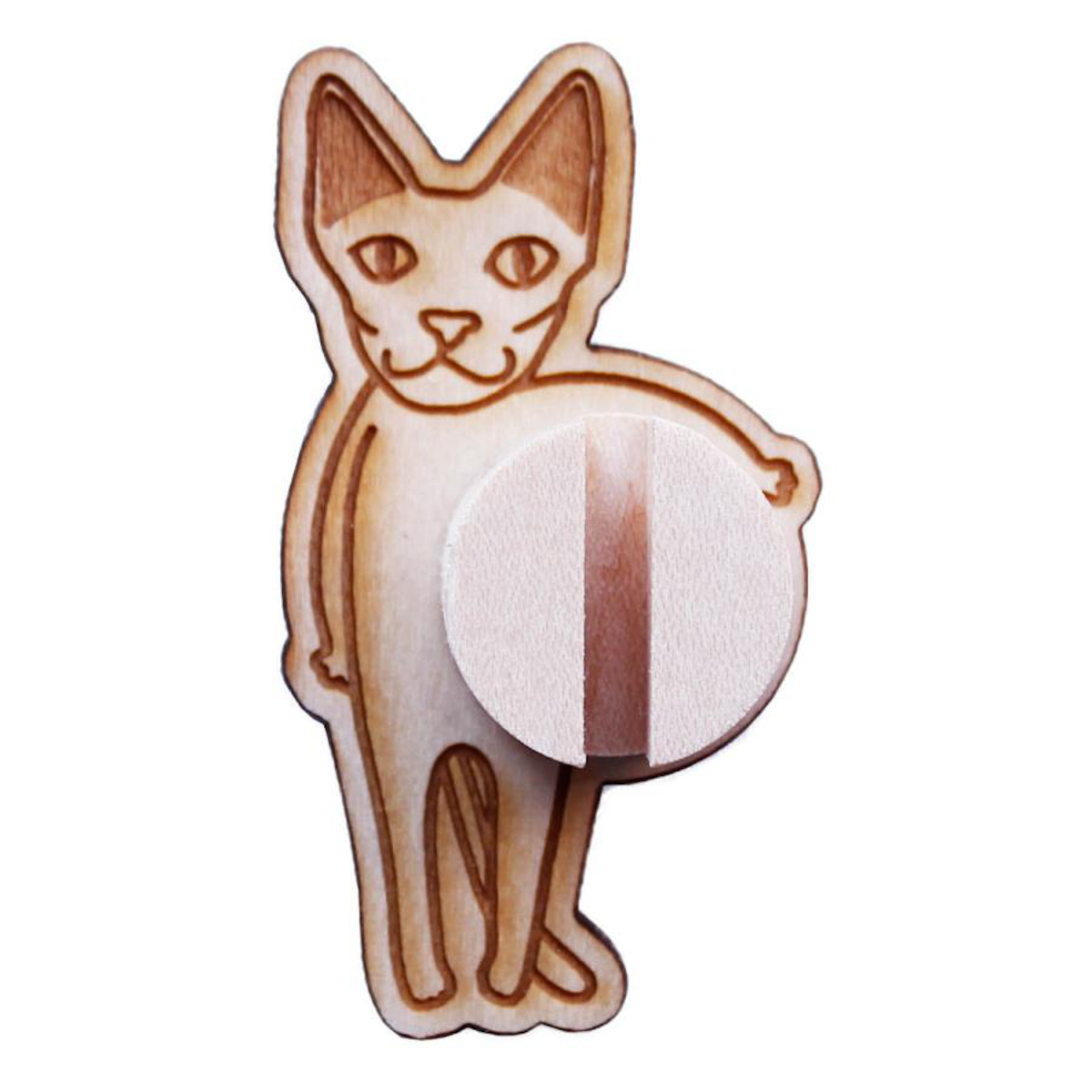 ケーブルクリップ コードクリップ 木製 両面テープ ネコ アニマル ( ケーブルホルダー コード 固定 クリップ 天然木 猫 プレゼント かわいい 日本製 壁 机 収納 整頓 充電ケーブル 充電コード 便利グッズ 貼るだけ ) 【スフィンクス】 スフィンクス