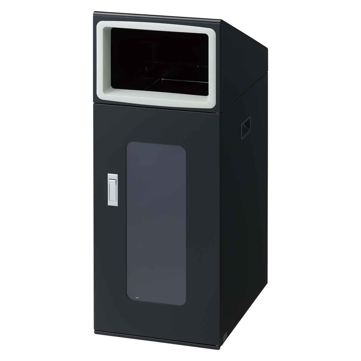 ゴミ箱 リサイクルボックスNTOS-50 70L 窓あり 屋外用 ( 法人限定 山崎産業 業務用 ダストボックス 分別 ごみ箱 幅34 分別シール付き 70リットル 大容量 省スペース 分別ゴミ箱 袋止め付き スチール製 おしゃれ ) 【ブラック×角穴】 ブラック×角穴