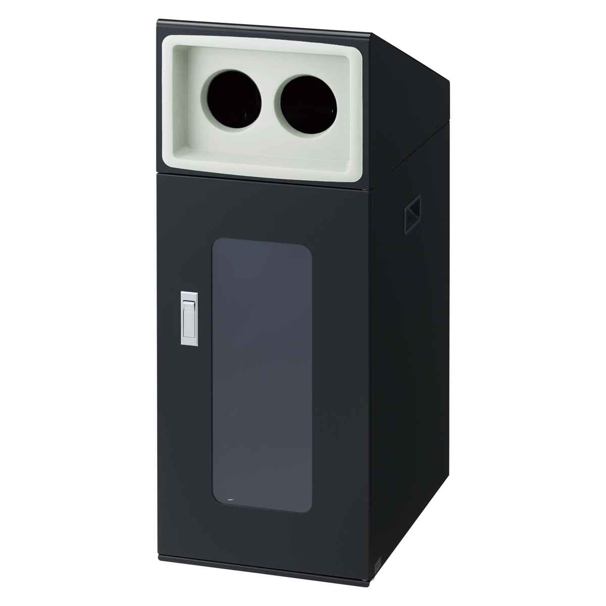 ゴミ箱 リサイクルボックスNTOS-50 70L 窓あり 屋外用 ( 法人限定 山崎産業 業務用 ダストボックス 分別 ごみ箱 幅34 分別シール付き 70リットル 大容量 省スペース 分別ゴミ箱 袋止め付き スチール製 おしゃれ ) 【ブラック×丸穴】 ブラック×丸穴