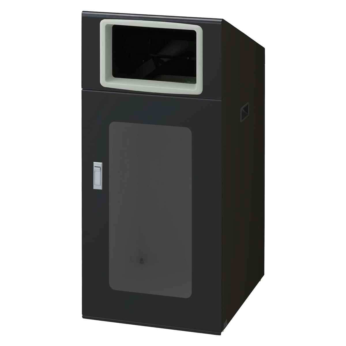 ゴミ箱 リサイクルボックスNTOS-90 120L 窓あり 屋外用 ( 法人限定 山崎産業 業務用 ダストボックス 分別 ごみ箱 幅44 分別シール付き 120リットル 大容量 省スペース 分別ゴミ箱 袋止め付き スチール製 おしゃれ ) 【ブラック×角穴】 ブラック×角穴