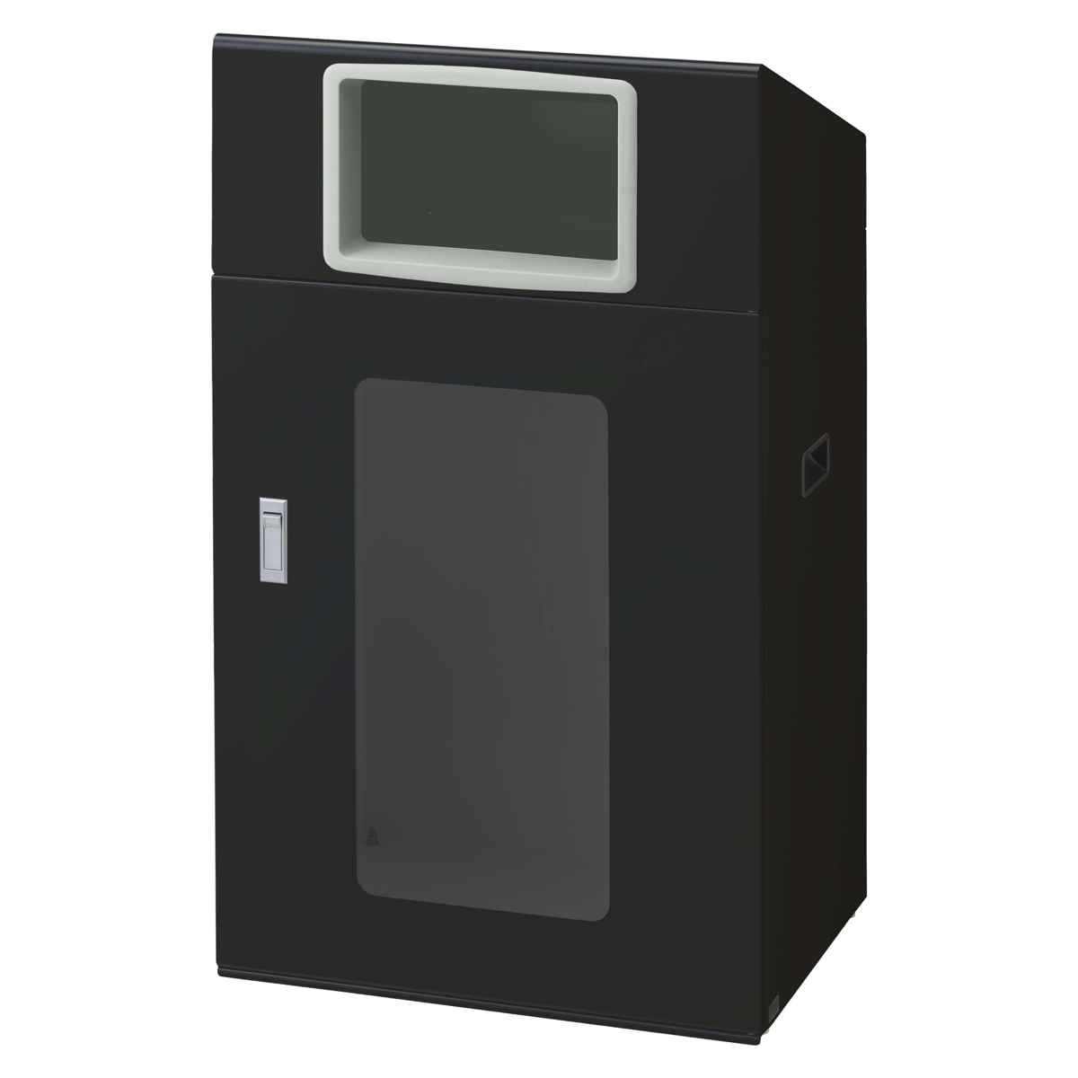 ゴミ箱 リサイクルボックスNYOS-90 120L 窓あり 屋外用 ( 法人限定 山崎産業 業務用 ダストボックス 分別 ごみ箱 奥行40 分別シール付き 120リットル 大容量 省スペース 分別ゴミ箱 袋止め付き スチール製 おしゃれ ) 【ブラック×角穴】 ブラック×角穴