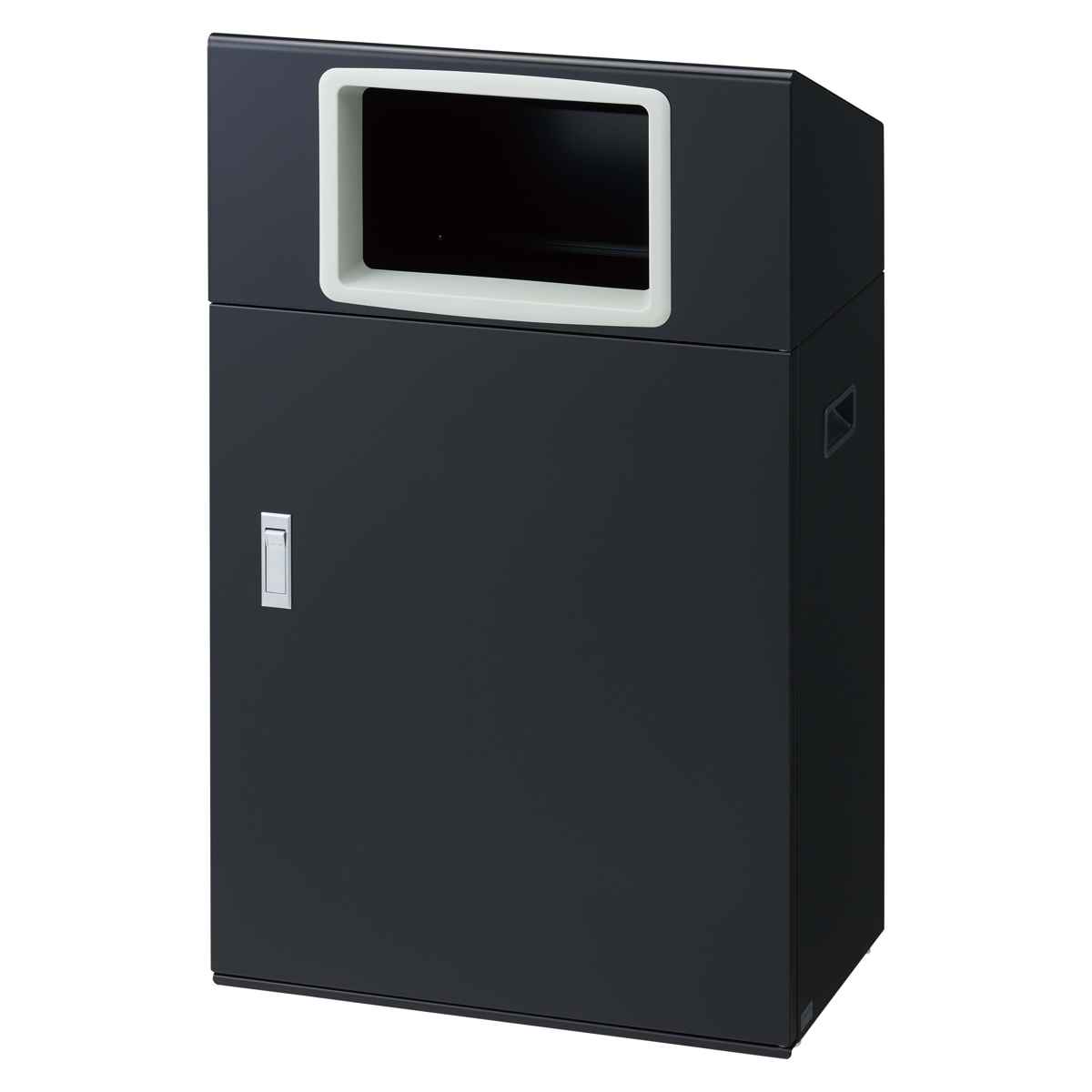 ゴミ箱 リサイクルボックスNYO-50 50L ワイド 屋外用 ( 法人限定 山崎産業 業務用 ダストボックス 分別 ごみ箱 奥行30 分別シール付き 50リットル 省スペース 分別ゴミ箱 内容器付き スチール製 おしゃれ ) 【ブラック×角穴】 ブラック×角穴