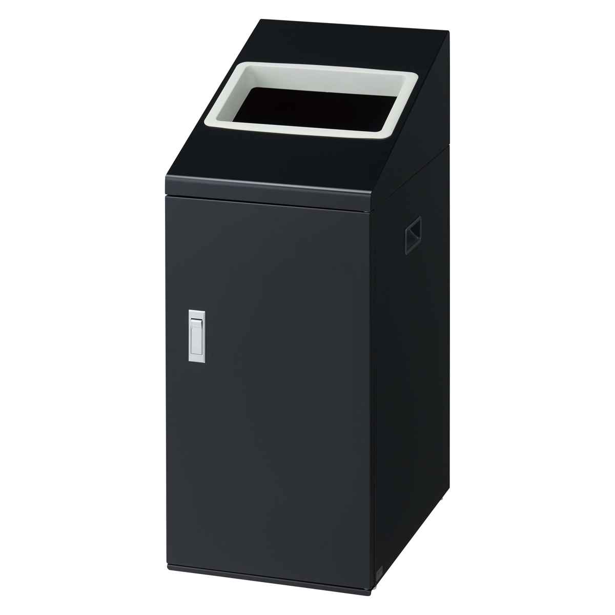 ゴミ箱 リサイクルボックスNTI-50 50L スリム 屋内用 ( 法人限定 山崎産業 業務用 ダストボックス 分別 ごみ箱 幅34 分別シール付き 50リットル 省スペース 分別ゴミ箱 内容器付き スチール製 おしゃれ ) 【ブラック×角穴】 ブラック×角穴