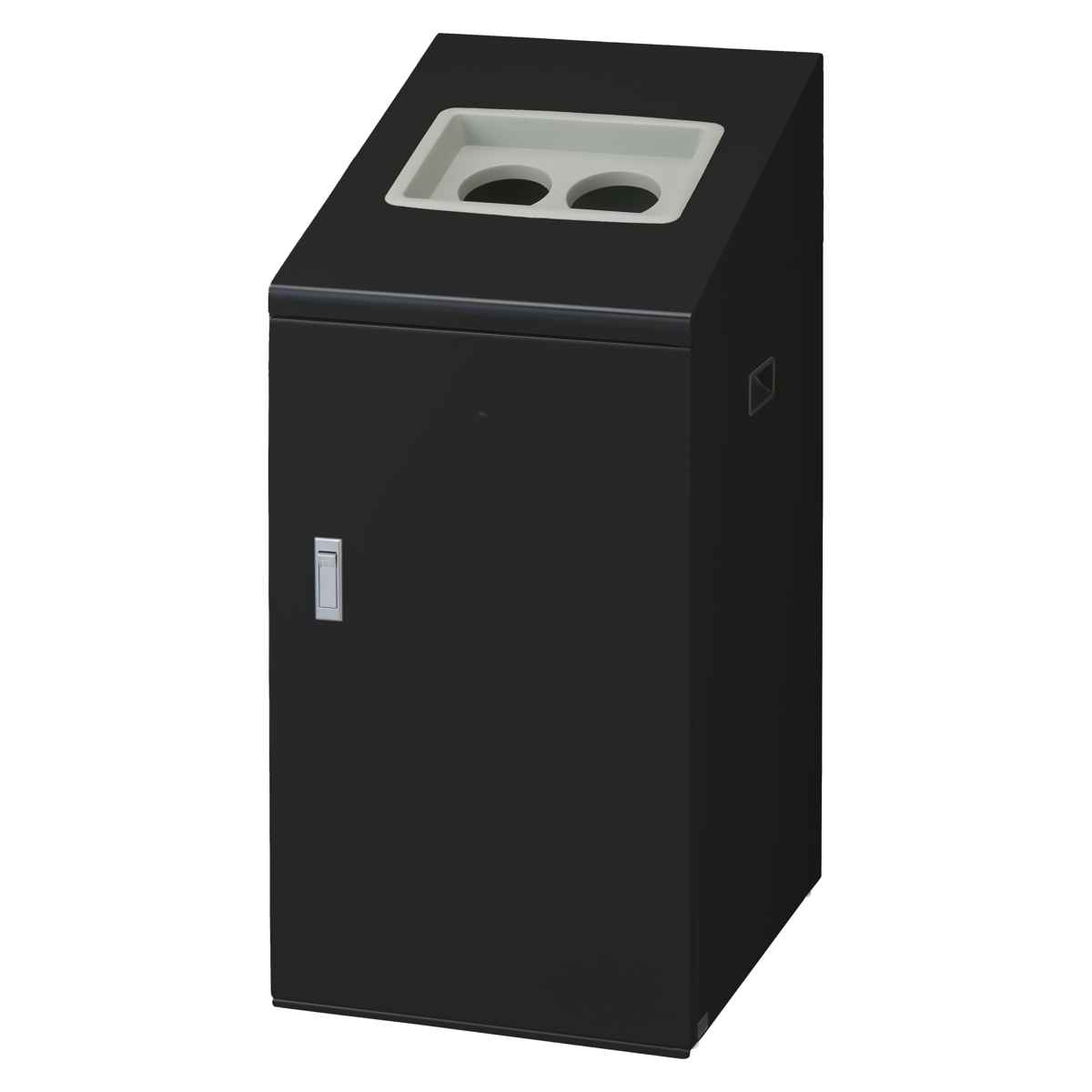 ゴミ箱 リサイクルボックスNTI-90 90L スリム 屋内用 ( 法人限定 山崎産業 業務用 ダストボックス 分別 ごみ箱 幅44 分別シール付き 90リットル 大容量 省スペース 分別ゴミ箱 内容器付き スチール製 おしゃれ ) 【ブラック×丸穴】 ブラック×丸穴