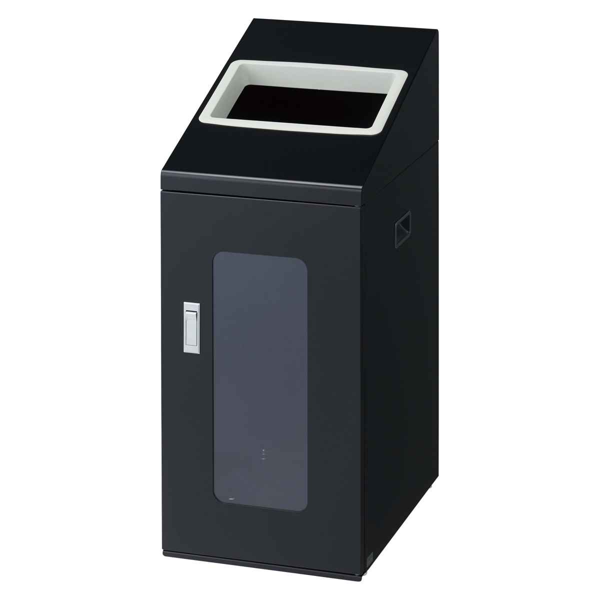 ゴミ箱 リサイクルボックスNTIS-50 70L 窓あり スリム 屋内用 ( 法人限定 山崎産業 業務用 ダストボックス 分別 ごみ箱 幅34 分別シール付き 70リットル 大容量 省スペース 分別ゴミ箱 袋止め付き スチール製 おしゃれ ) 【ブラック×角穴】 ブラック×角穴