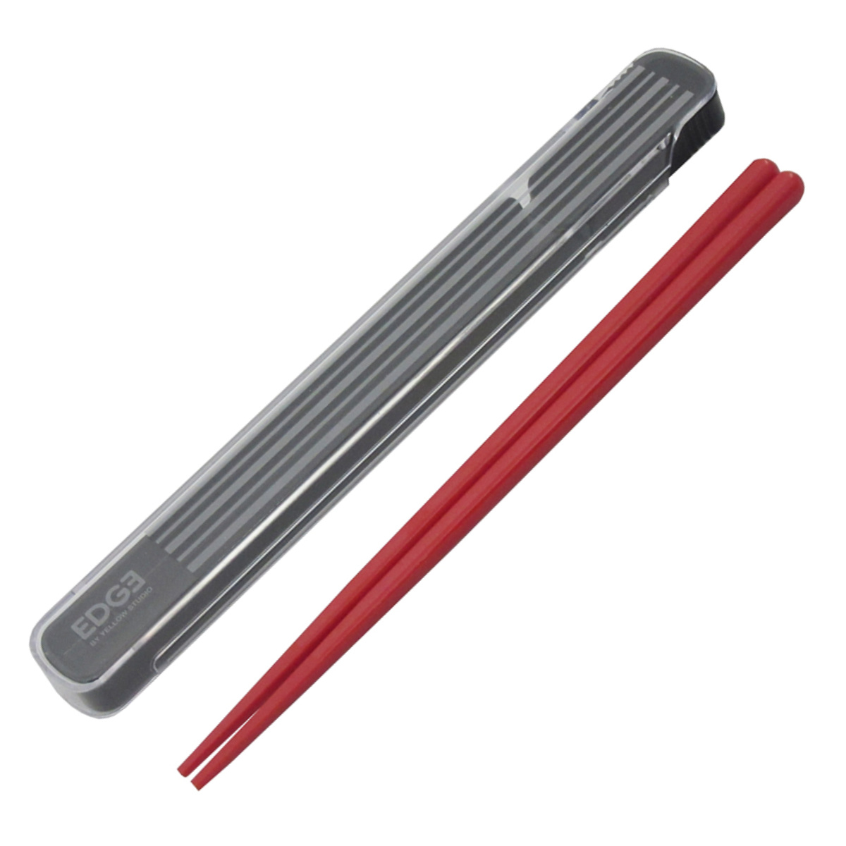 箸&ケース 25EDGE 箸箱セット ( 箸 箸&箸箱セット お箸 箸ケース 21cm 日本製 はし 弁当 お弁当 スライド式 折れ曲げ式 持ち運び お弁当用 携帯用 ) 【レッド】 レッド