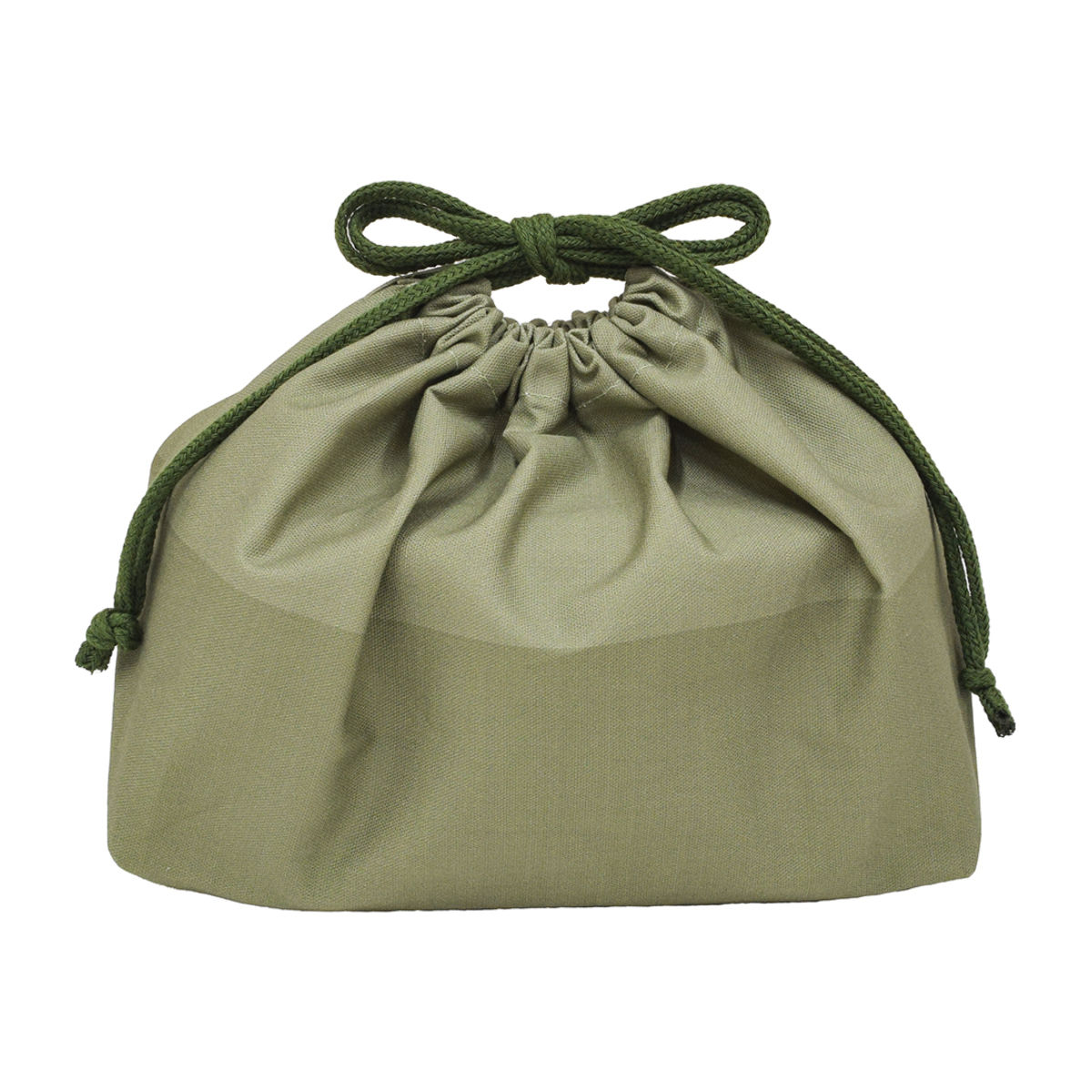 保冷ランチ巾着 モノクローム ( 保冷 保温 弁当袋 お弁当袋 ランチバッグ 巾着袋 お弁当入れ シンプル 給食袋 お弁当箱 弁当 袋 ランチ マチ付き 大人 子供 洗える 日本製 ) 【カーキ】 カーキ