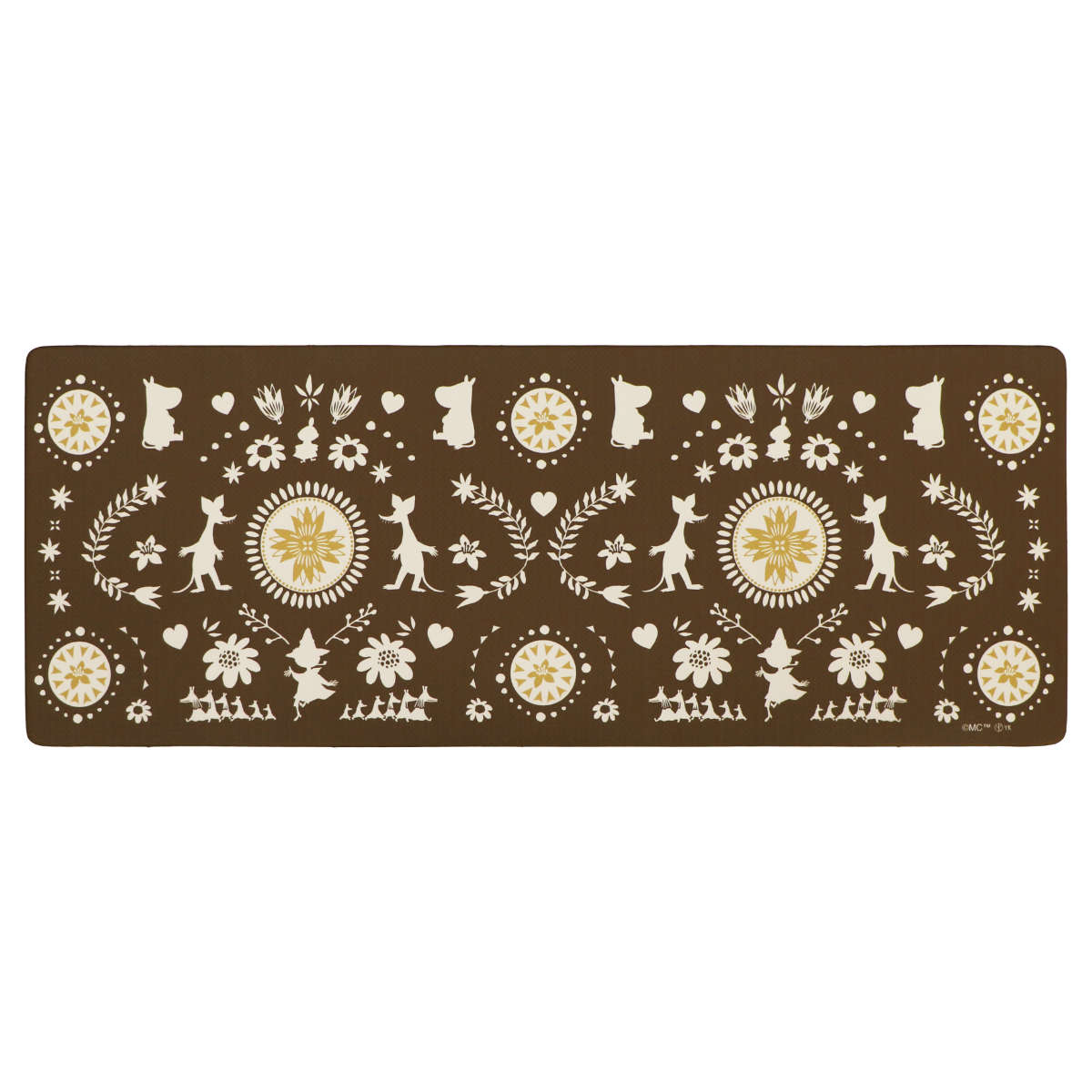 キッチンマット ムーミン PVCキッチンマット 45×120cm ( 拭ける PVC 45cm 120cm キッチン 台所 マット インテリアマット PVCマット 床暖OK 防菌 防臭 防カビ 防炎 洗濯不要 お手入れ簡単 もちもち やわらかい クッション ) 【ブラウン】 ブラウン