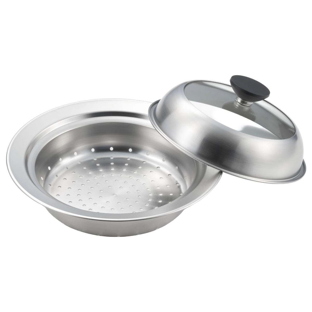 お鍋用蒸し器 18~20cm用 ガラス蓋付き 日本製 ( 蒸し器 ステンレス 蒸しプレート ドーム型 蓋付き 蒸し皿 スチームプレート 蒸し料理 温野菜 蒸し野菜 のせるだけ )