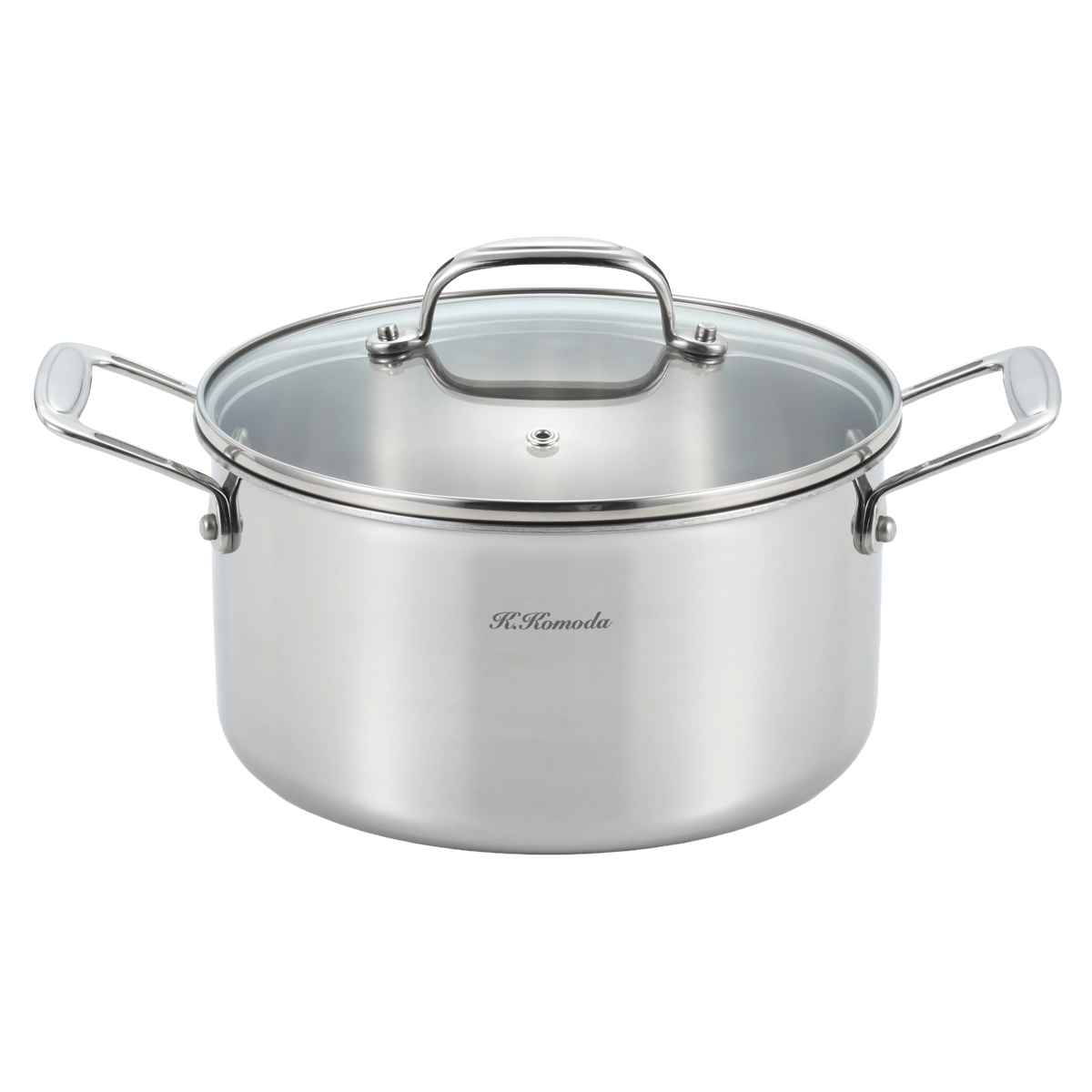 両手鍋 22cm IH対応 3層アルミクラッド 菰田欣也監修 ( お鍋 ガス火対応 ステンレス鍋 ガラス蓋付き 22センチ なべ 3層構造 ステンレス製両手鍋 調理器具 キッチン用品 )