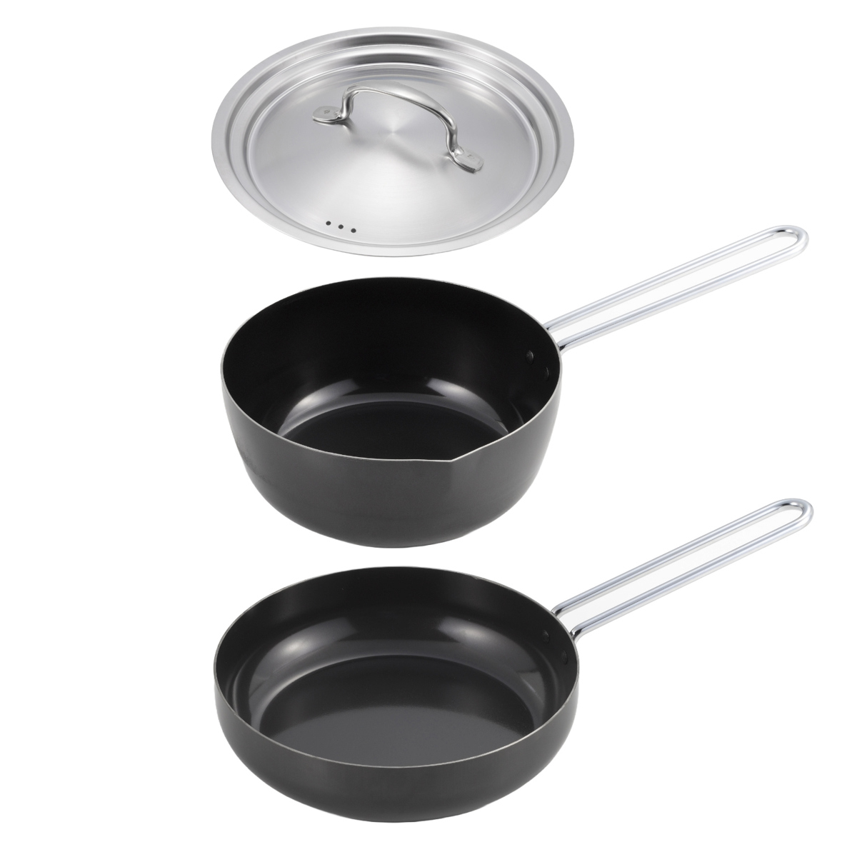 フライパン&いため鍋 鍋蓋 3点セット 18cm 20cm IH対応 シースタイル 鉄製 日本製 ( ガス火対応 炒め鍋 片手鍋 鉄鍋 鉄製フライパン 鉄のフライパン 蓋 フタ フライパン蓋18センチ コンパクト フライパン 20センチ 天ぷら鍋 )