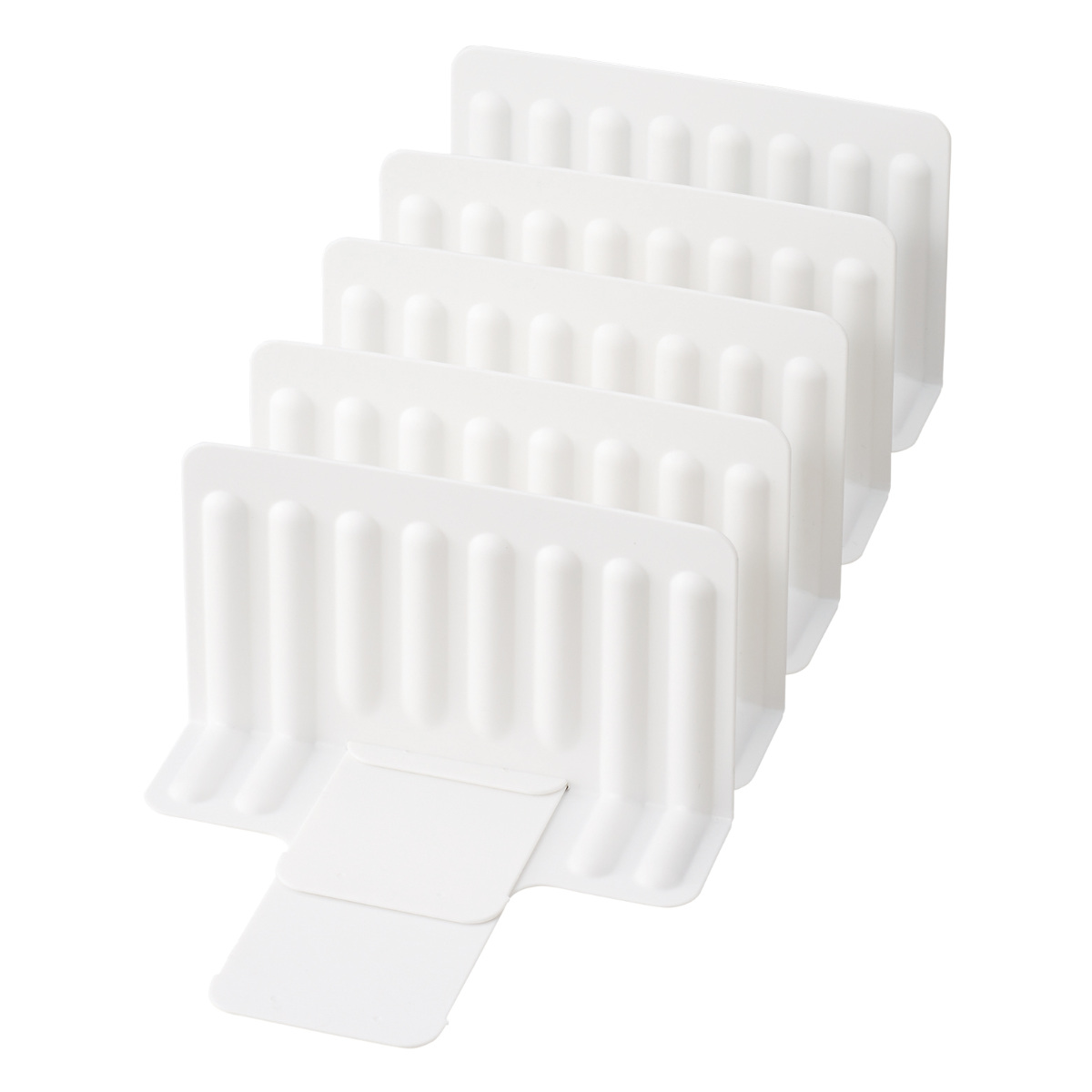 キッチン収納 冷凍庫スタンド 仕切り5枚組 ( 冷蔵庫収納 冷凍庫収納 整理ボックス 整理用品 お片付け キッチン 収納 冷蔵庫 冷凍庫 キッチン用品 キッチン雑貨 収納上手 仕切り板 小物収納 スライド 伸縮 庫内 立てて入れる 5枚 ) 【ホワイト】 ホワイト