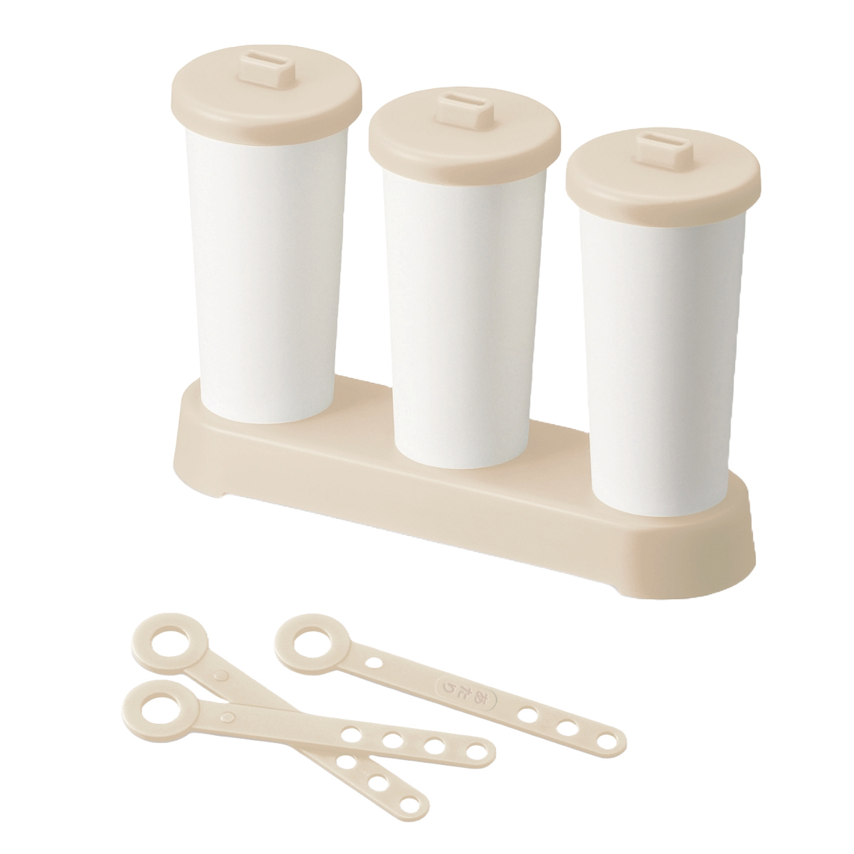 製氷皿 アイススタンド 氷柱 つらら アタリくじ付き ( 製氷器 氷 こおり 製氷 冷凍庫 アイスキャンディーメーカー 日本製 製氷カップ 製氷グッズ アイスボール 家飲み 宅飲み BAR 棒付き アイススティック 製氷型 アイストレー ) 【ベージュ】 ベージュ