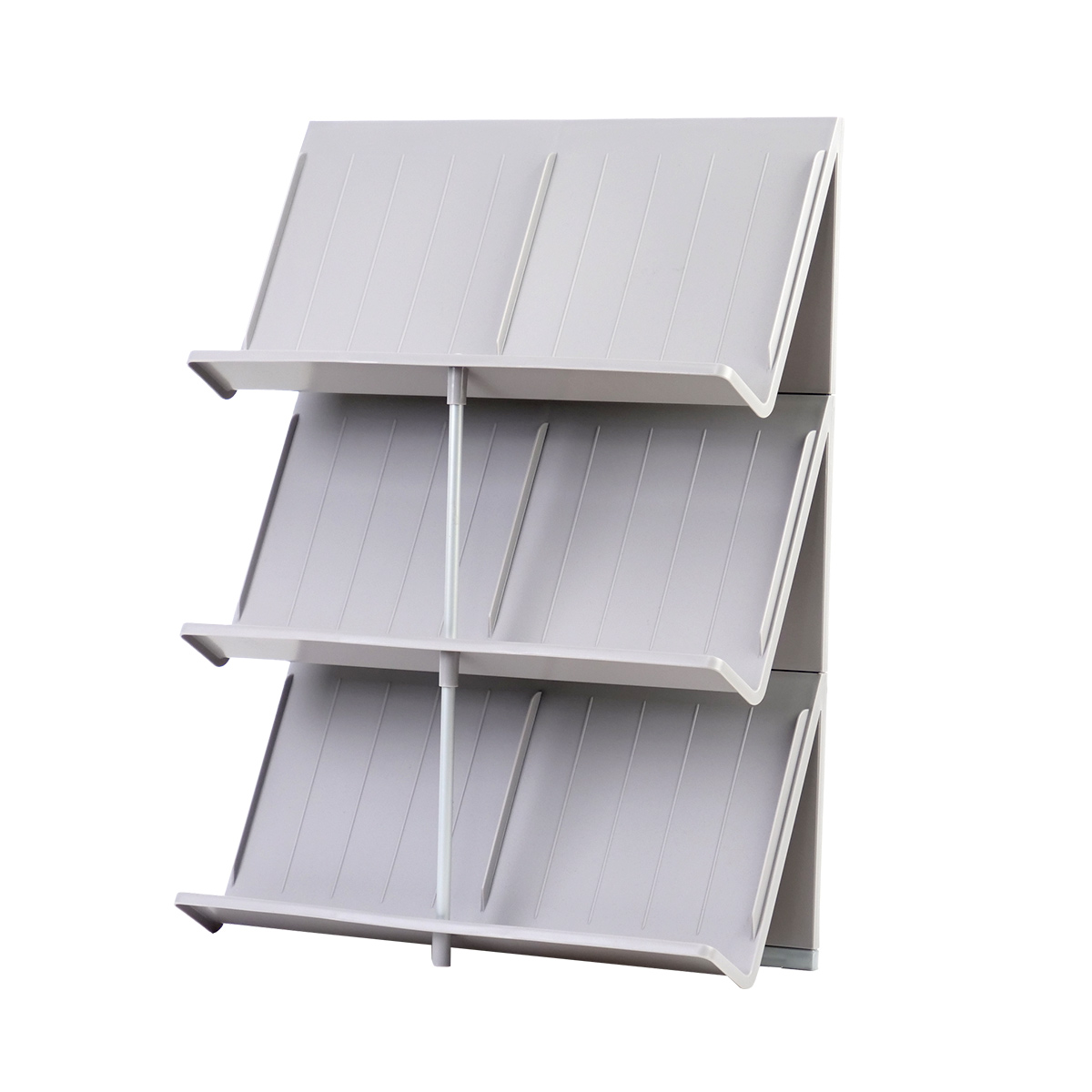 シューズラック 3段 スリム 省スペース 幅45×奥行17.5×高さ60.5cm ( シューズスタンド 6足 靴収納 玄関 下駄箱 靴 収納 ラック 簡単 組み立て 玄関収納 シューズ シューズボックス 継ぎ足し可能 ) 【グレー】 グレー