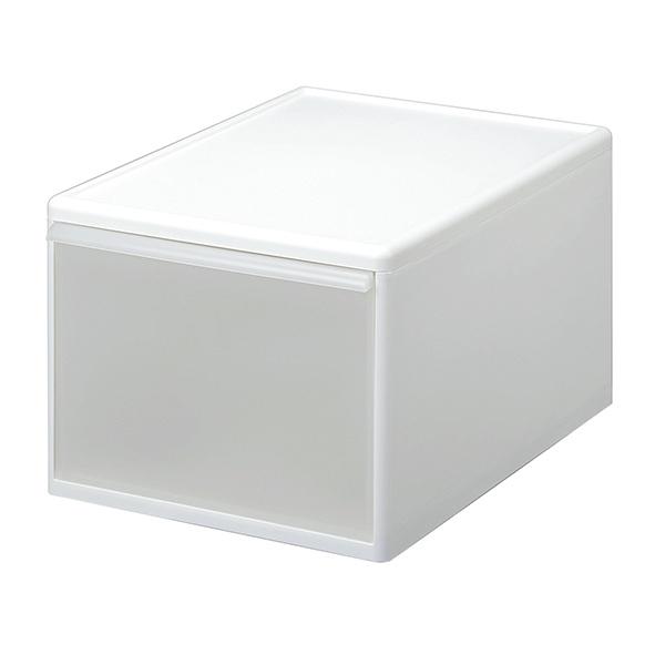 収納ケース ワイド L 幅34×奥行46.5×高さ28cm プラスチック 引き出し 収納 日本製 同色2個セット ( 収納ボックス 衣装 ケース クローゼット 積み重ね 押入れ収納 キッチン 脱衣所 衣類 スタッキング 小物収納 リビング収納 ) 【ホワイト】 ホワイト