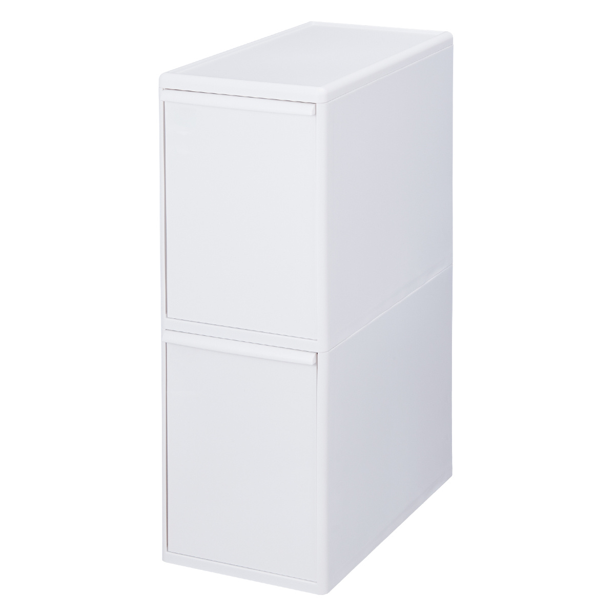 ゴミ箱 50L 2段 分別 引き出しステーション ワイドボトル 幅25.5cm ( ごみ箱 50リットル 隙間 25.5cm キッチン 引き出し キャスター 収納 分別ゴミ箱 ダストボックス 棚下 袋 見えない 約 30cm シンプル 白 ストック )