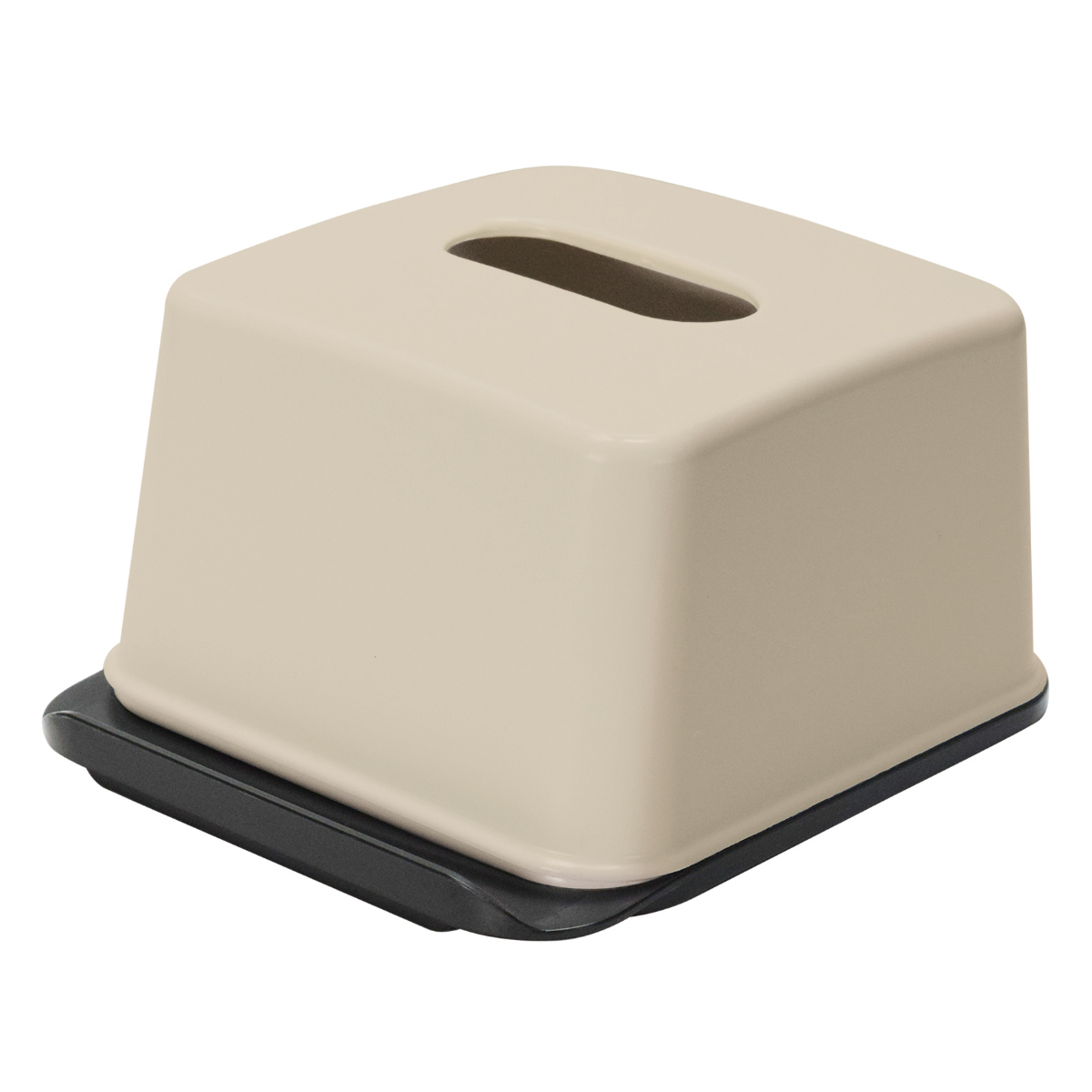 ティッシュケース 再生材 ハーフティッシュボックス スマホスタンド ( ティッシュ ハーフ ハーフサイズ スマホ スタンド 便利 収納 節約 コンパクト リビング キッチン 洗面所 再生プラスチック エコ インテリア 卓上 ) 【ベージュ】 ベージュ