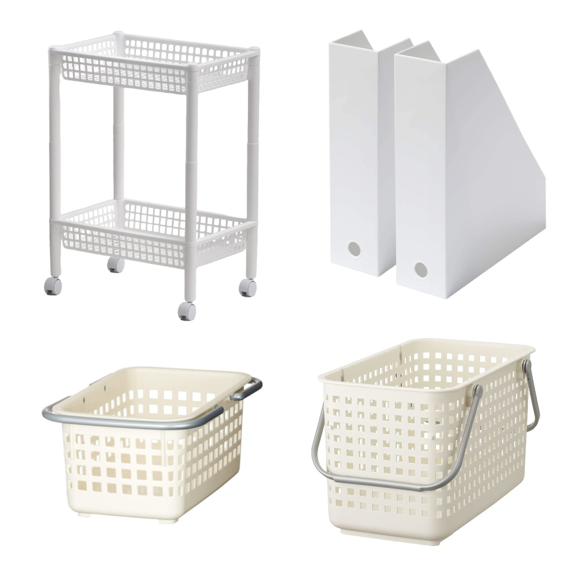 ランドリーワゴンセット バスケットタイプ SCB-11 ( ランドリーワゴン ランドリーバスケット ファイルケース 4点セット セット 洗濯かご 脱衣かご ワゴン バスケット 収納 ランドリー 洗濯物入れ 洗面所 脱衣所 洗濯グッズ ) 【オールホワイト】 オールホワイト