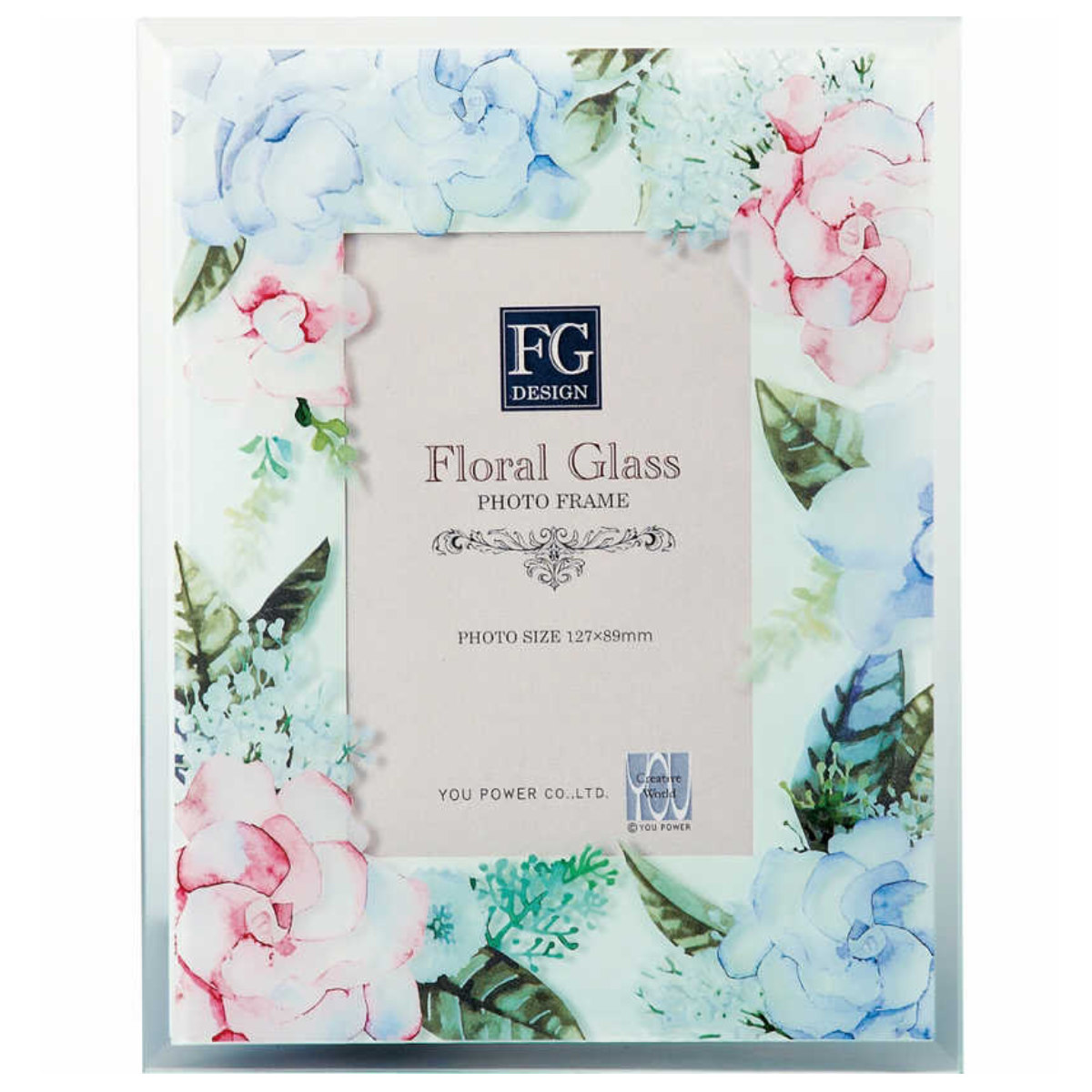 フォトフレーム FGデザイン L判 花 単種 ガラス ( フォトスタンド 写真立て 写真たて 写真入れ フォト フレーム スタンド 縦横 水彩画 フラワー l判 写真フレーム アートフレーム 卓上 おしゃれ かわいい プレゼント お祝い 透明感 ) 【アザレア】 アザレア