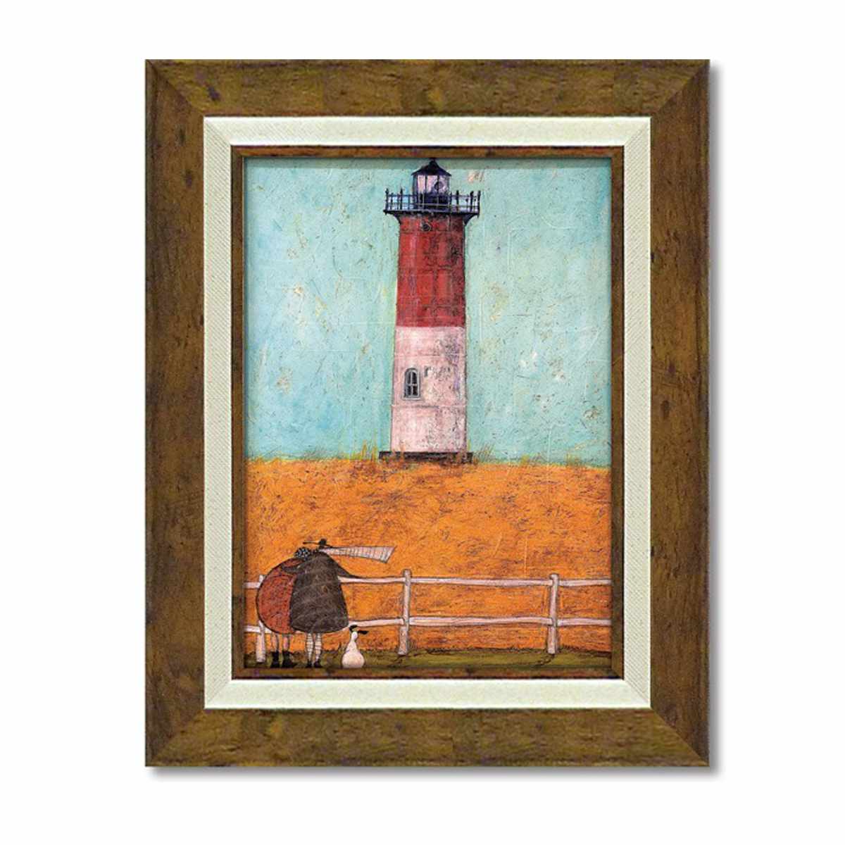 アートパネル サムトフト 31.5×39.5cm ( 絵画 絵 アート インテリア 額 額入り 壁掛け 犬 動物 幅31.5cm ポスター アートフレーム アートポスター ウォールアート パネル 額付き かわいい ) 【ノーセット灯台で愛を感じて】 ノーセット灯台で愛を感じて