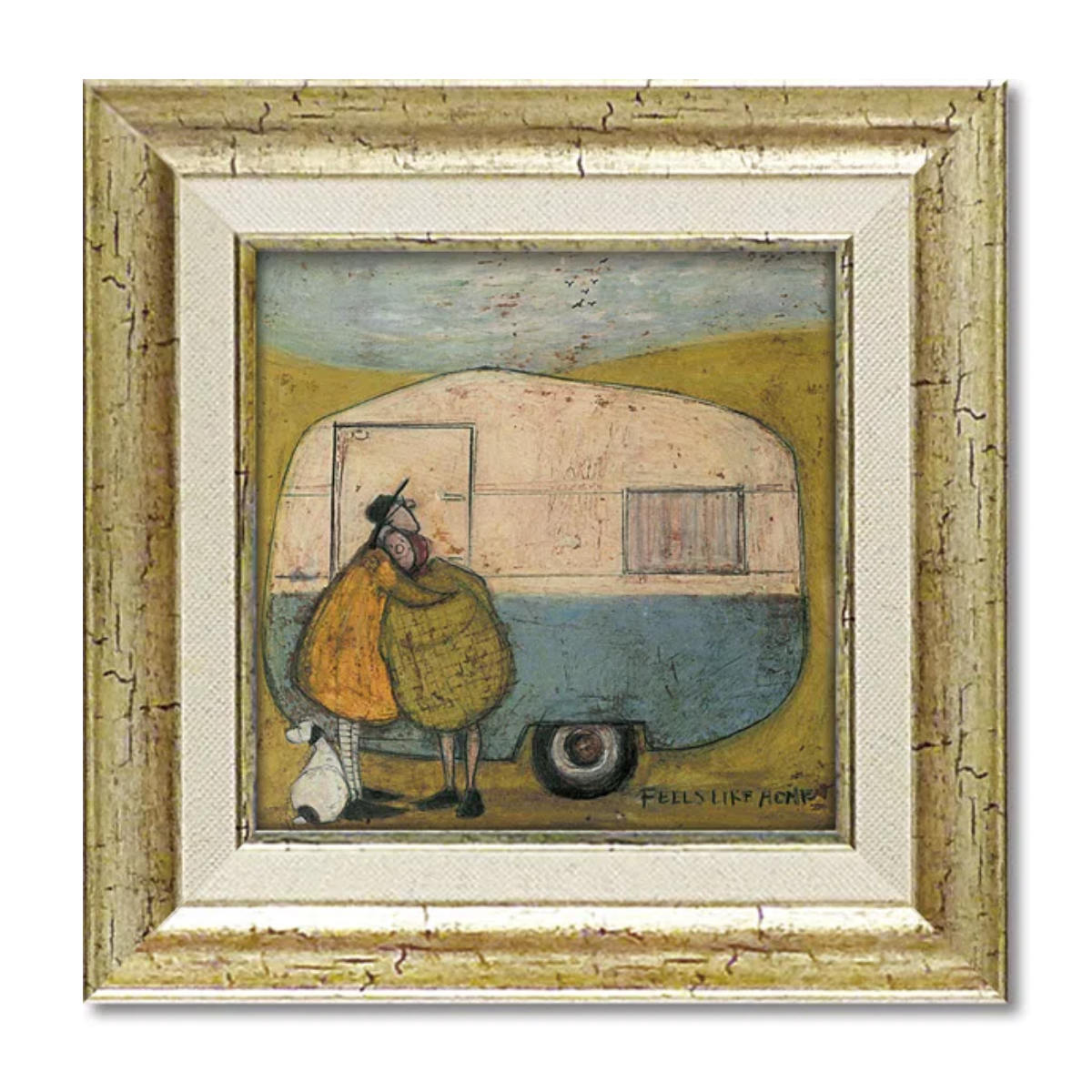 アートパネル サムトフト 23.5×23.5cm アンティーク ( 絵画 絵 アート インテリア 額 額入り 壁掛け 犬 動物 虹 ポスター アートフレーム アートポスター ウォールアート パネル 額付き 額縁 正方形 スクエア 壁飾り リビング ) 【我が家のように2】 我が家のように2