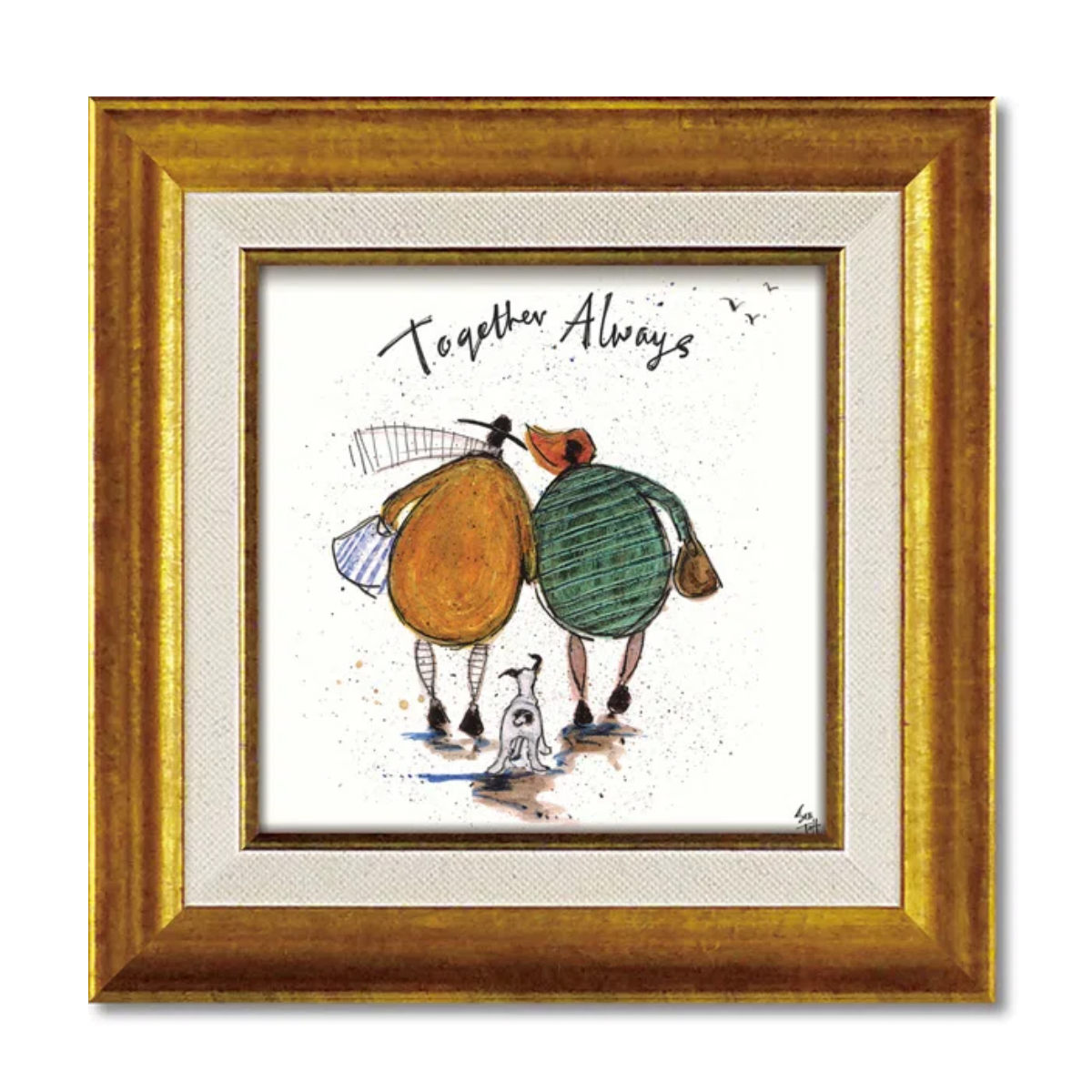 アートパネル サムトフト 23.5×23.5cm ゴールド ( 絵画 絵 アート インテリア 額 額入り 壁掛け 犬 動物 虹 ポスター アートフレーム アートポスター ウォールアート パネル 額付き 額縁 正方形 スクエア 壁飾り リビング ) 【いつも一緒に】 いつも一緒に