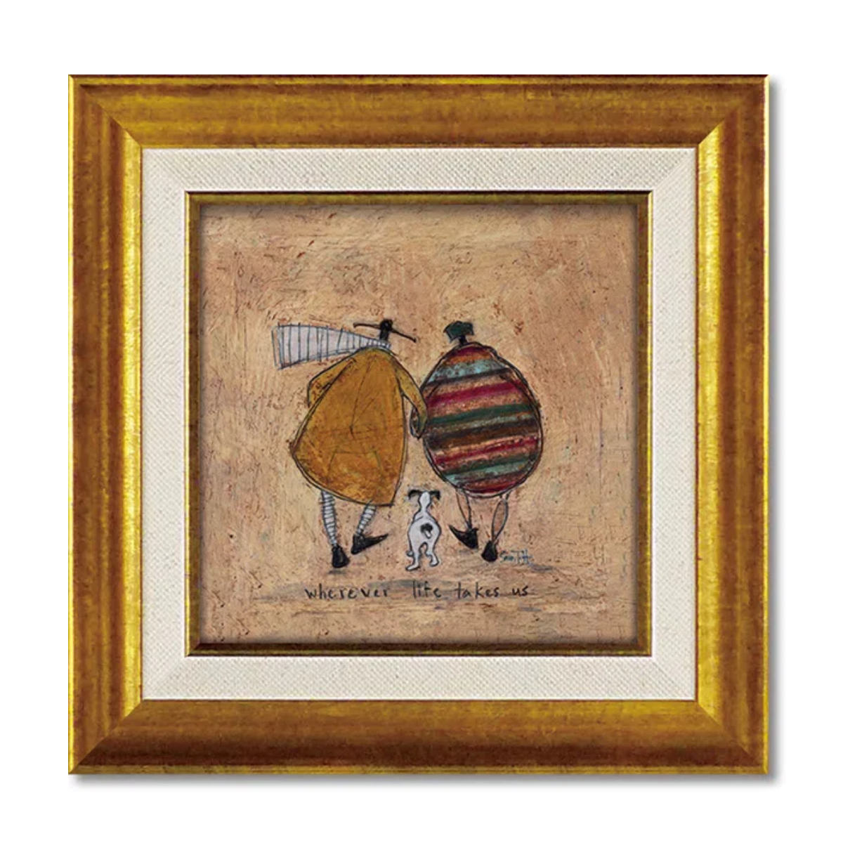 アートパネル サムトフト 23.5×23.5cm ゴールド ( 絵画 絵 アート インテリア 額 額入り 壁掛け 犬 動物 虹 ポスター アートフレーム アートポスター ウォールアート パネル 額付き 額縁 正方形 スクエア 壁飾り リビング ) 【何があっても大丈夫】 何があっても大丈夫