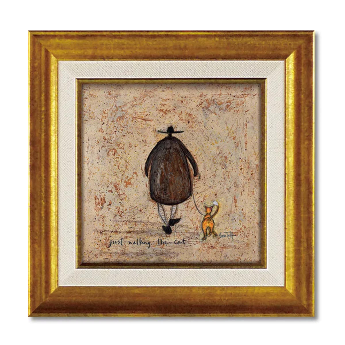 アートパネル サムトフト 23.5×23.5cm ゴールド ( 絵画 絵 アート インテリア 額 額入り 壁掛け 犬 動物 虹 ポスター アートフレーム アートポスター ウォールアート パネル 額付き 額縁 正方形 スクエア 壁飾り リビング ) 【ネコとおさんぽ】 ネコとおさんぽ