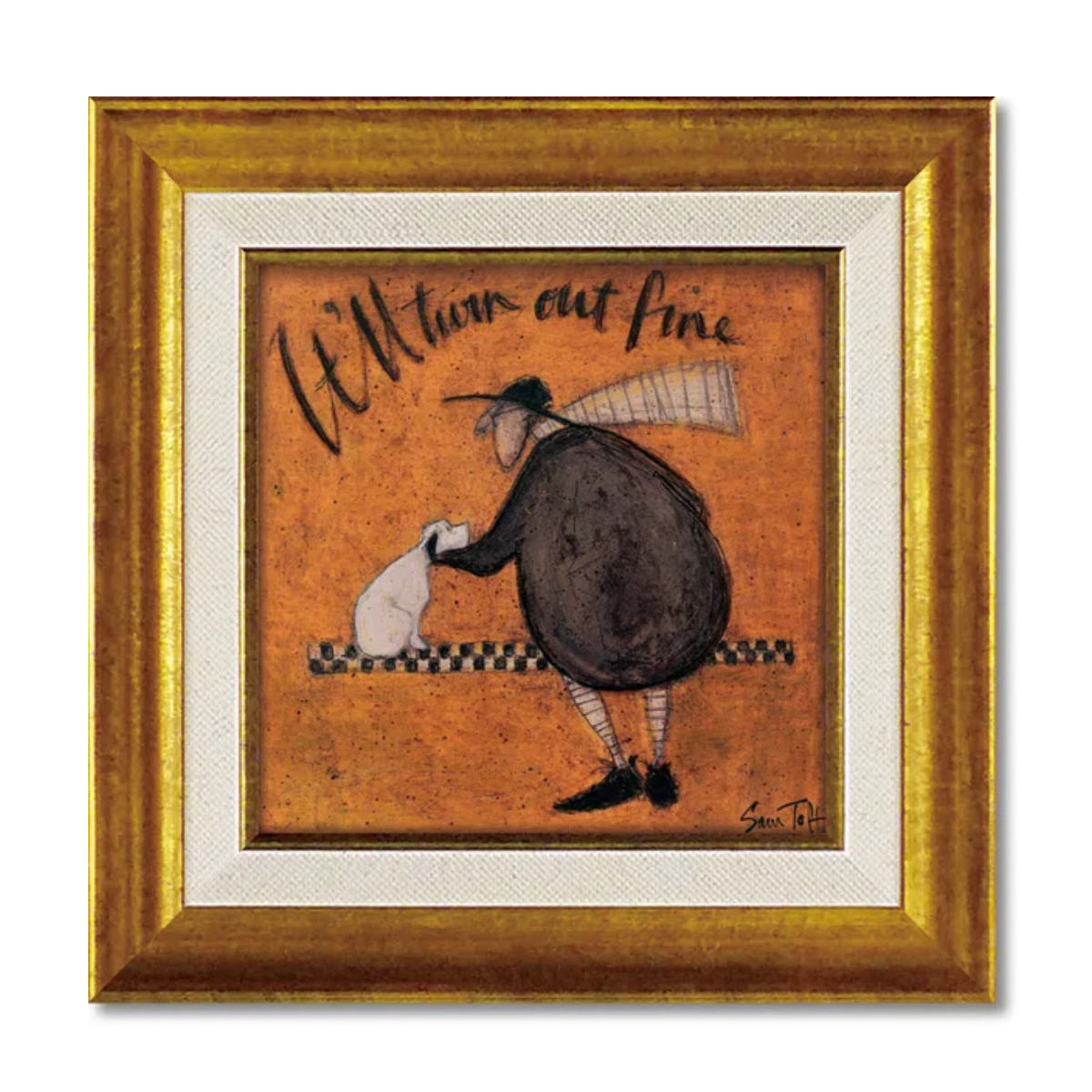 アートパネル サムトフト 23.5×23.5cm ゴールド ( 絵画 絵 アート インテリア 額 額入り 壁掛け 犬 動物 虹 ポスター アートフレーム アートポスター ウォールアート パネル 額付き 額縁 正方形 スクエア 壁飾り リビング ) 【うまくいくさ】 うまくいくさ